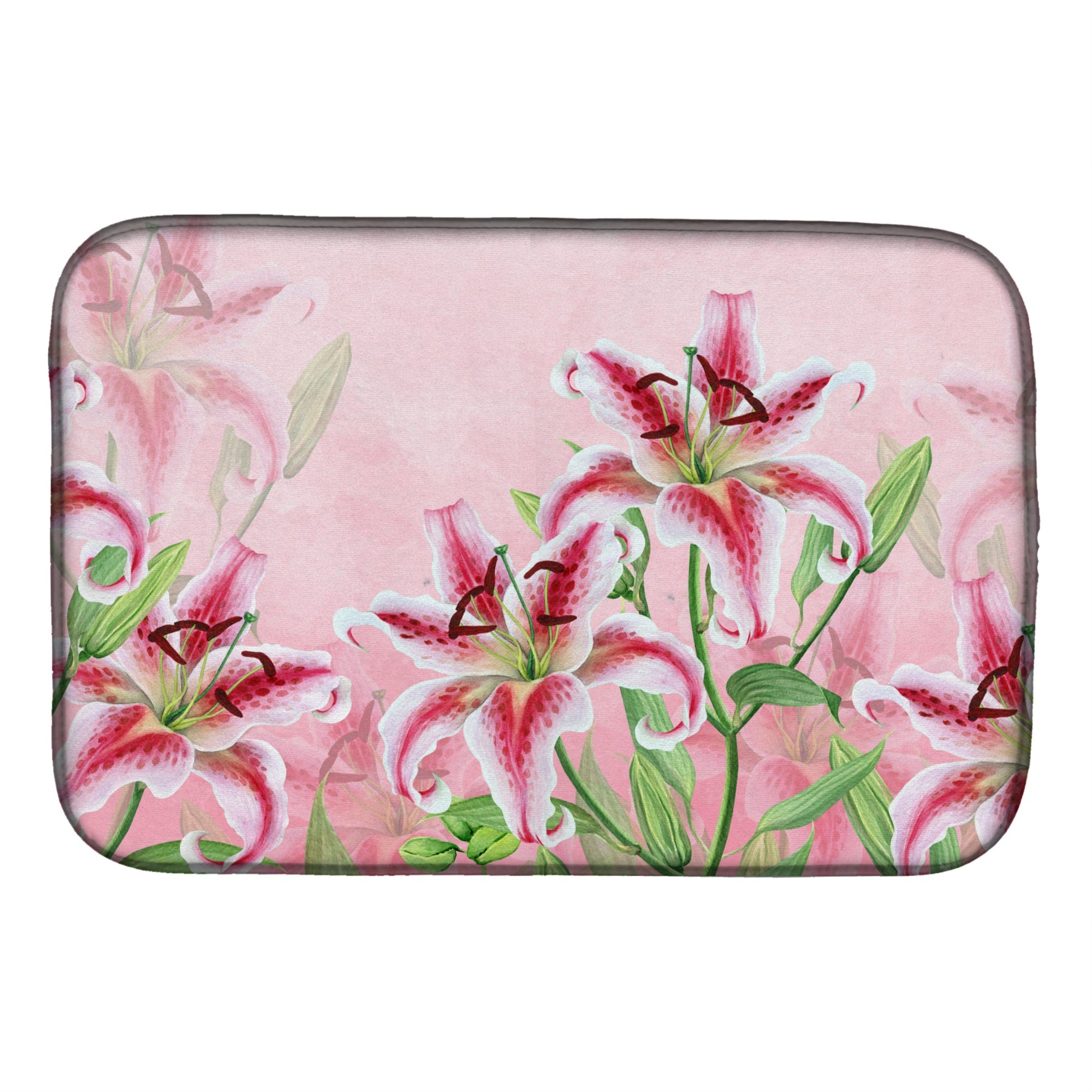 'Caroline'S Treasures Pink Lillies Dish Drying Mat, 14'''' X 21'''', Multicolor''