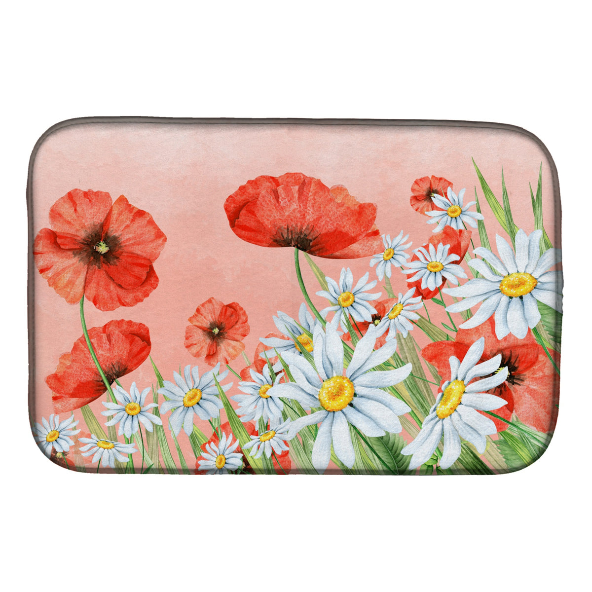 'Caroline'S Treasures Poppies And Chamomiles Dish Drying Mat, 14'''' X 21'''', Multicolor''