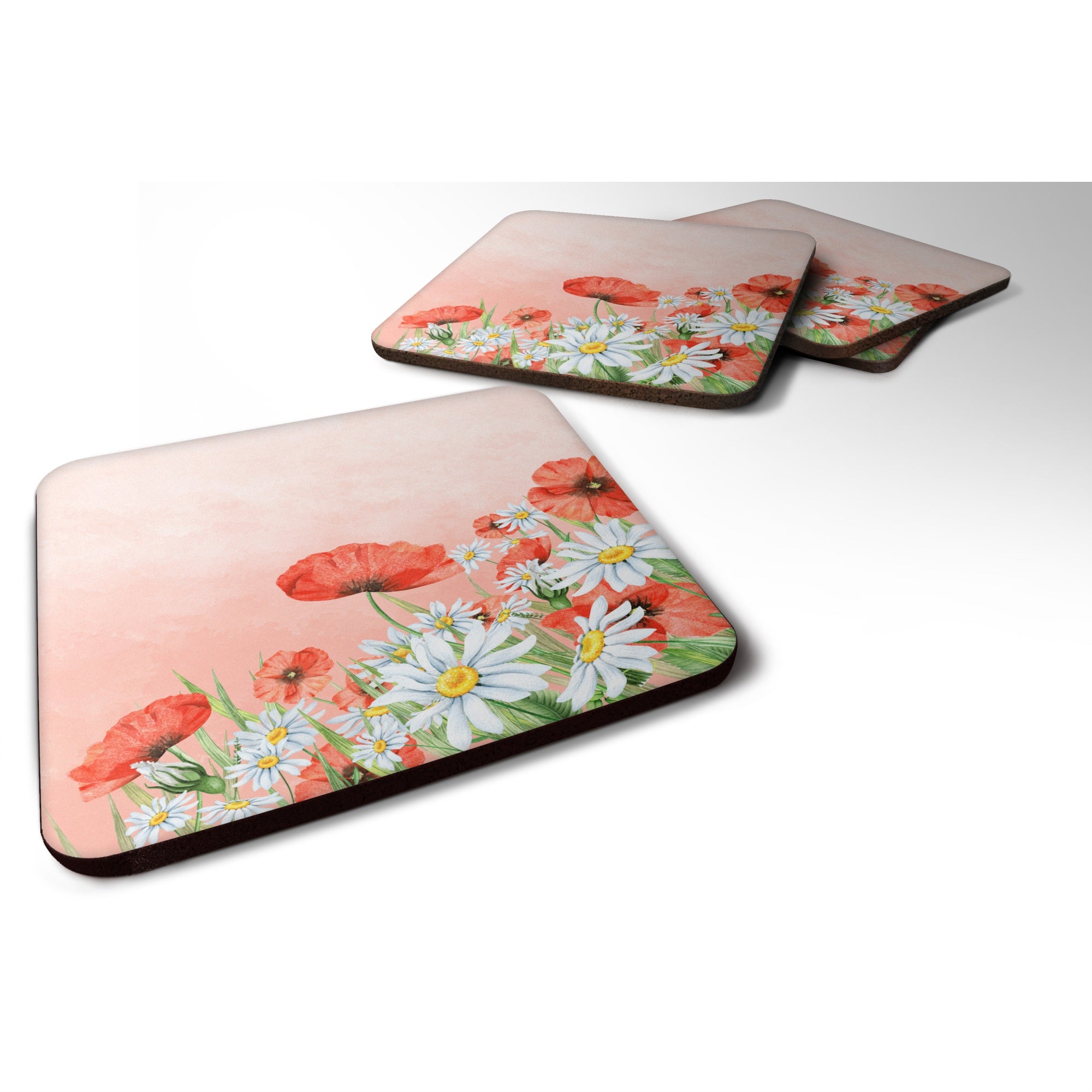 'Caroline'S Treasures Bb7448Fc Poppies And Chamomiles Foam Set Of 4 Coasters, Multicolor''