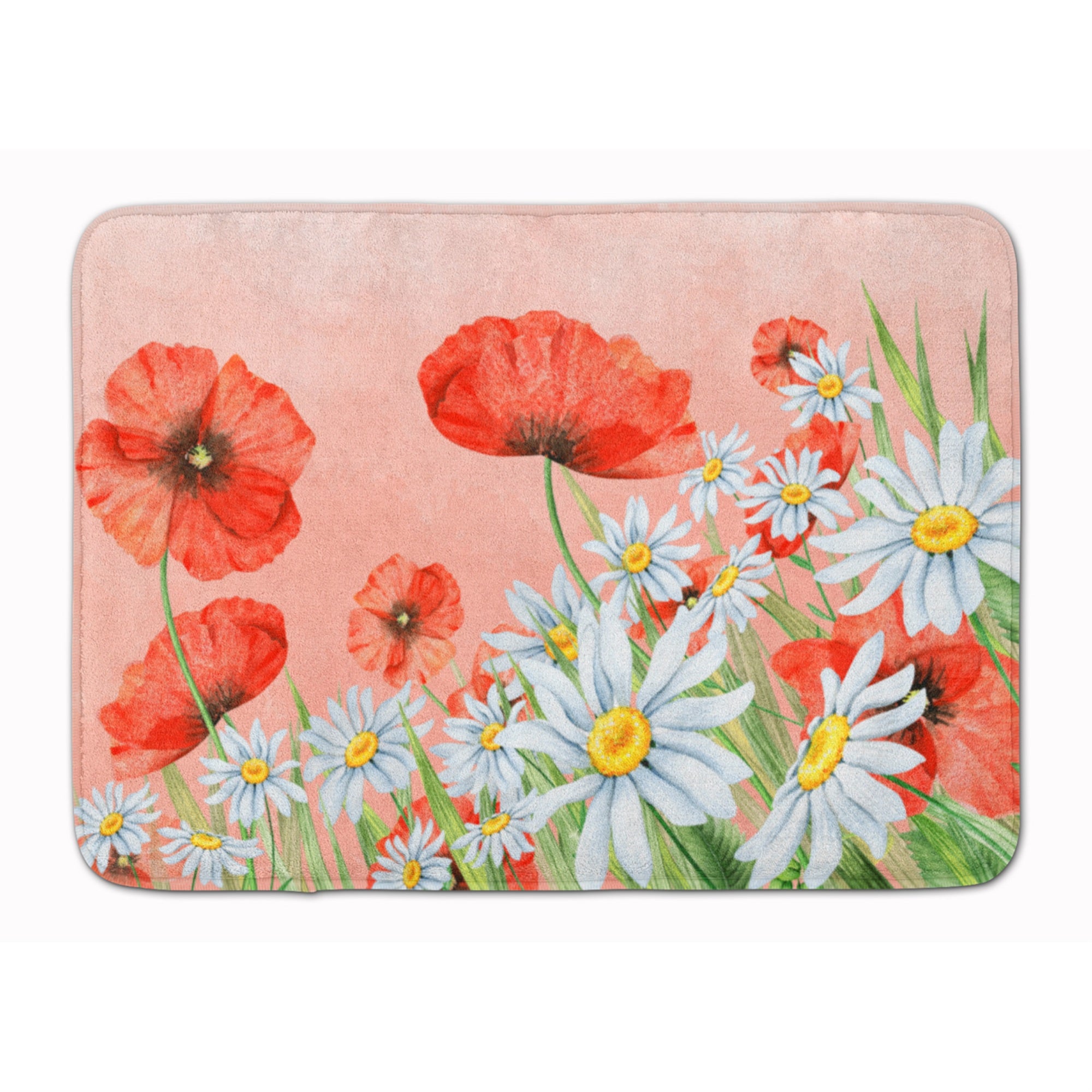 'Caroline'S Treasures Poppies And Chamomiles Machine Washable Memory Foam Mat Doormats, Multicolor''