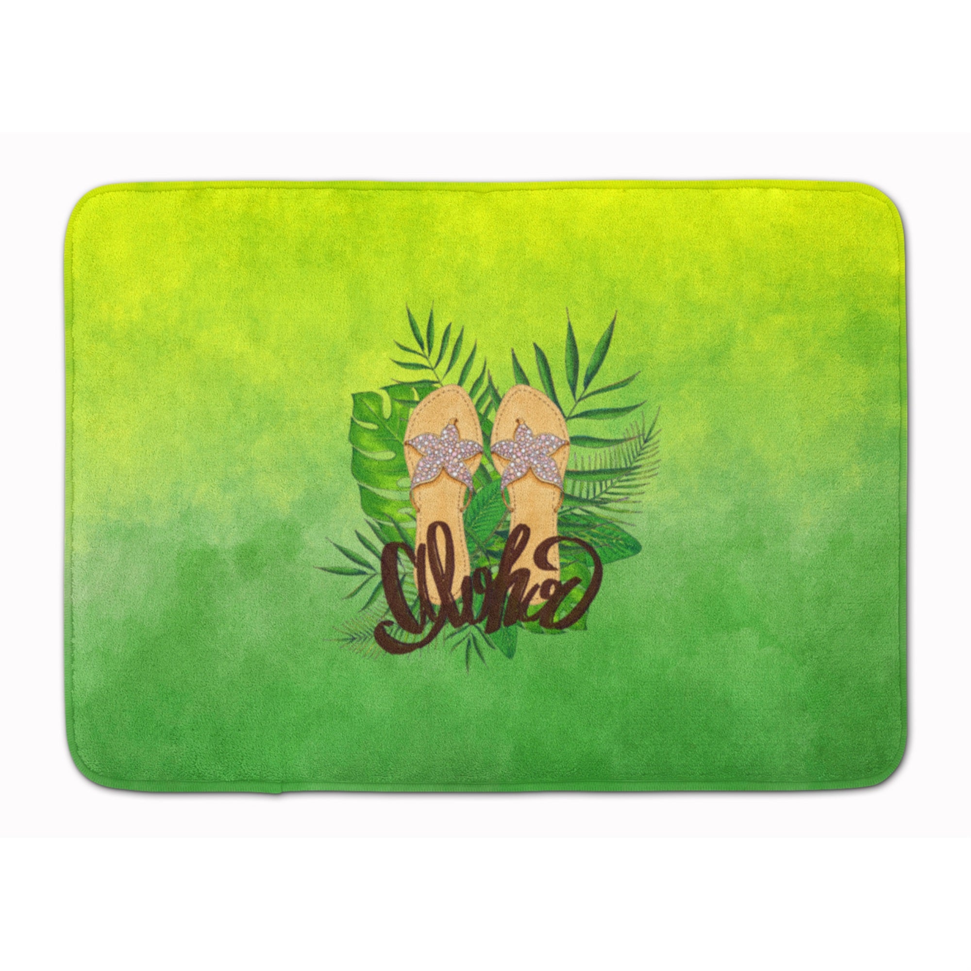 'Caroline'S Treasures Aloha Flip Flops Machine Washable Memory Foam Mat Doormats, Multicolor''