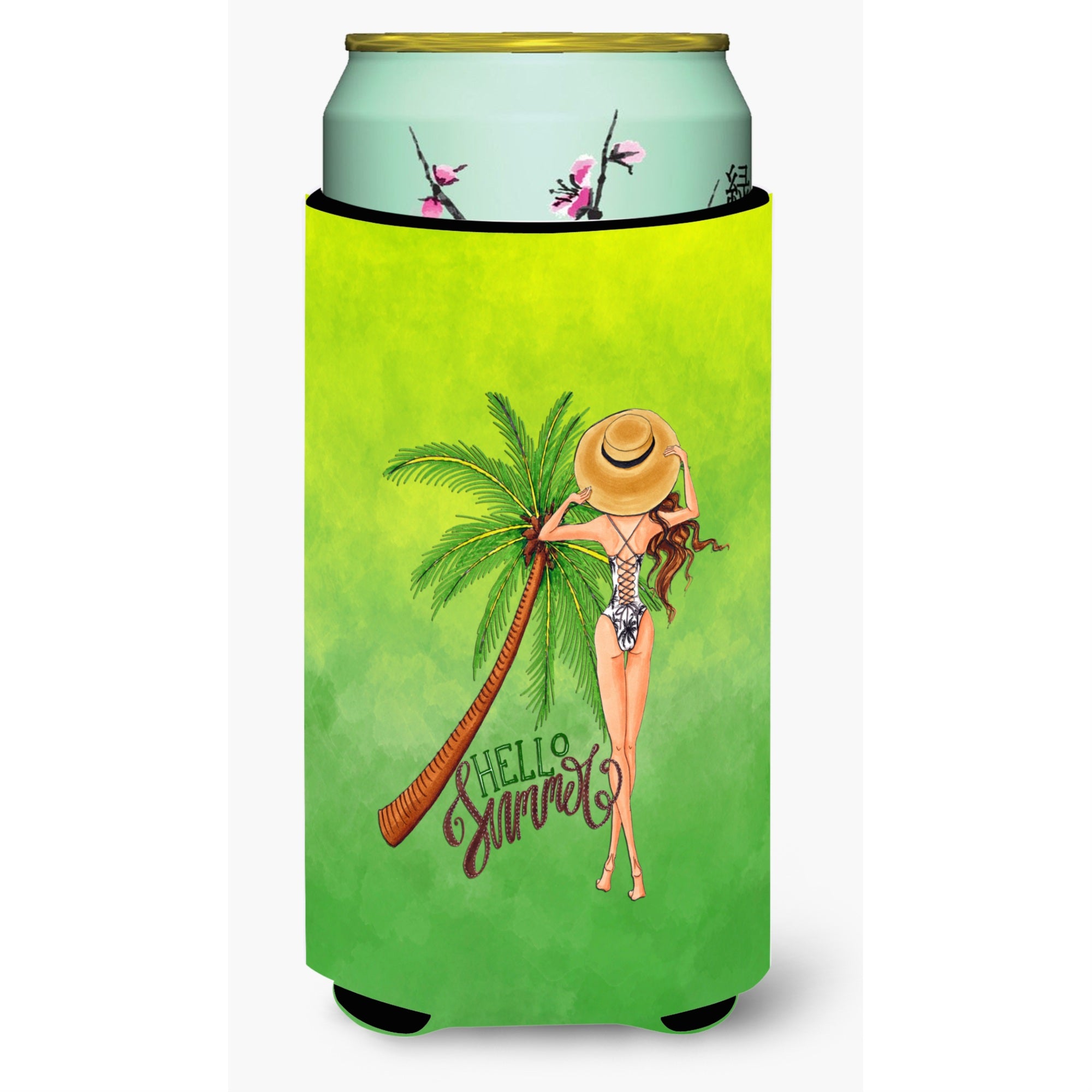 'Caroline'S Treasures Bb7452Tbc Hello Summer Lady In Swimsuit Tall Boy Hugger Cold-Beverage-Koozies, Multicolor''