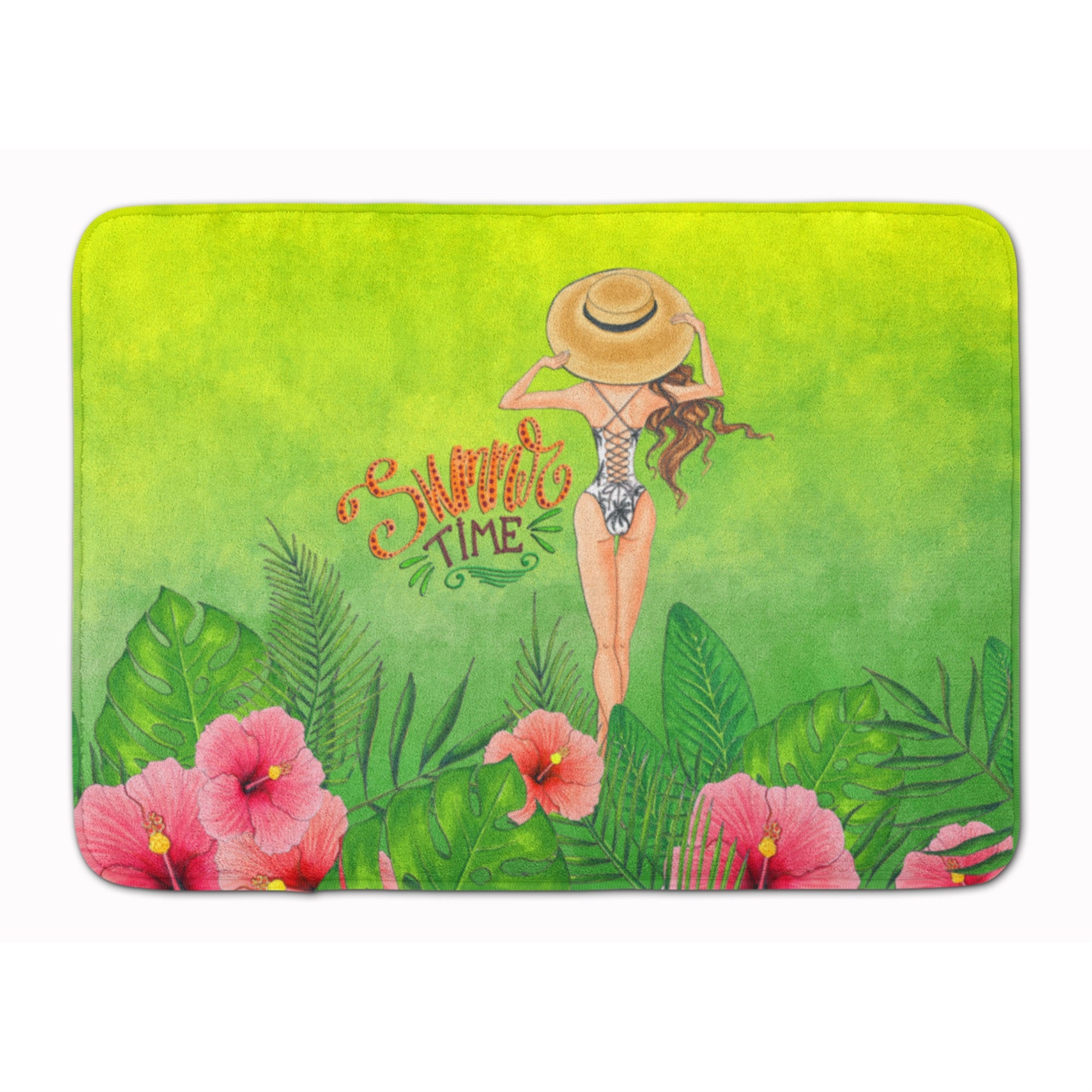 'Caroline'S Treasures Summer Time Lady In Swimsuit Machine Washable Memory Foam Mat Doormats, Multicolor''
