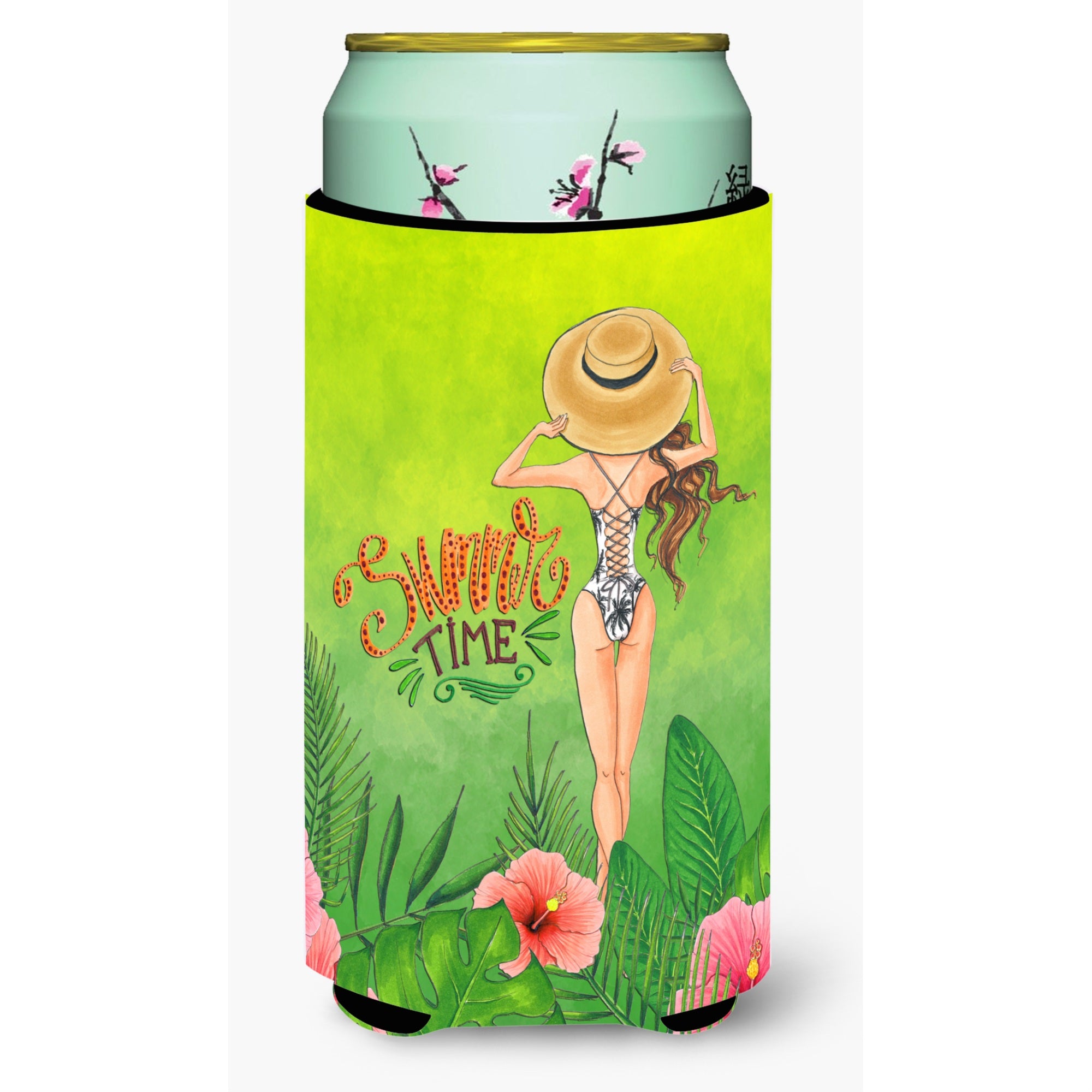 'Caroline'S Treasures Bb7455Tbc Summer Time Lady In Swimsuit Tall Boy Hugger Cold-Beverage-Koozies, Multicolor''
