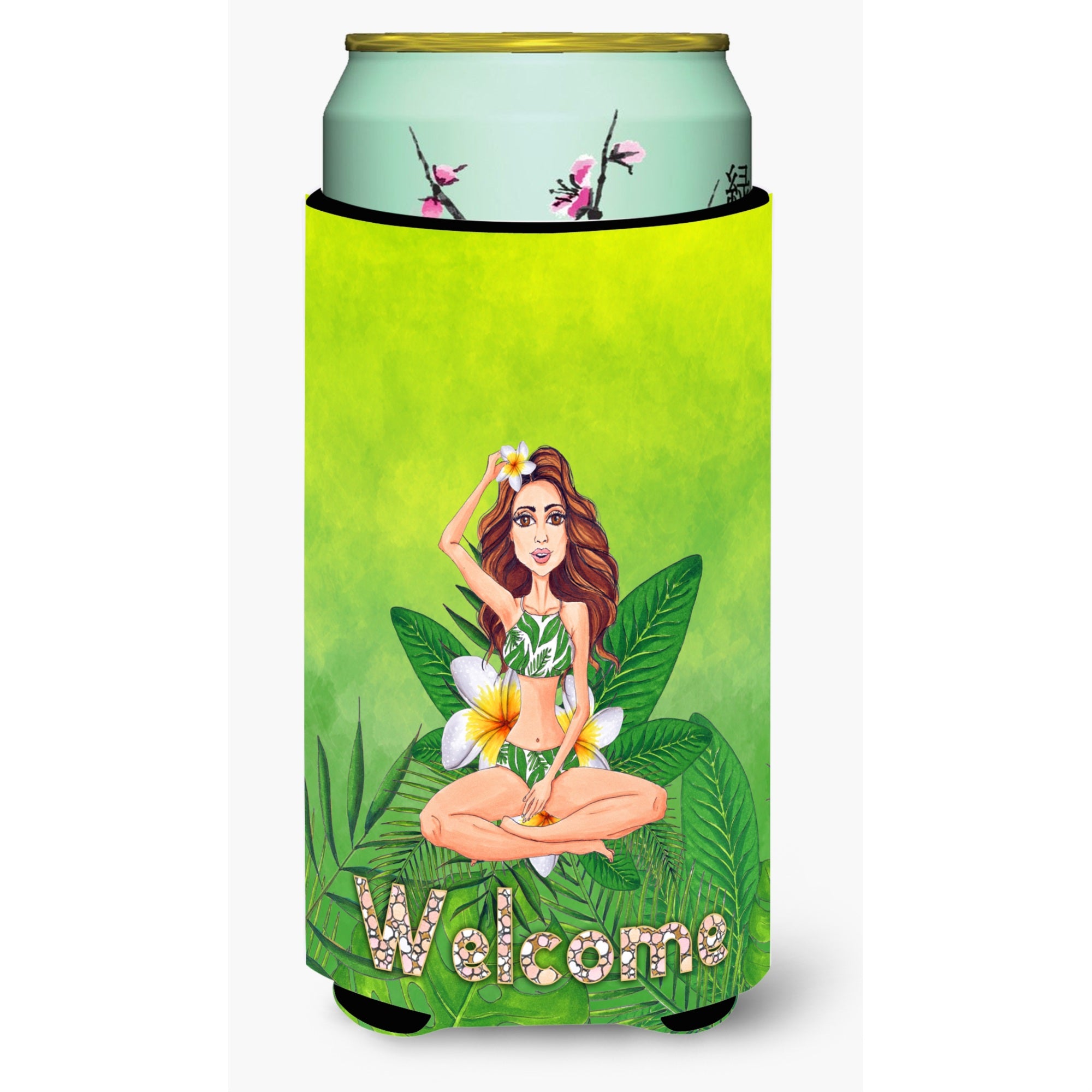 'Caroline'S Treasures Bb7457Tbc Welcome Lady In Bikini Summer Tall Boy Hugger Cold-Beverage-Koozies, Multicolor''