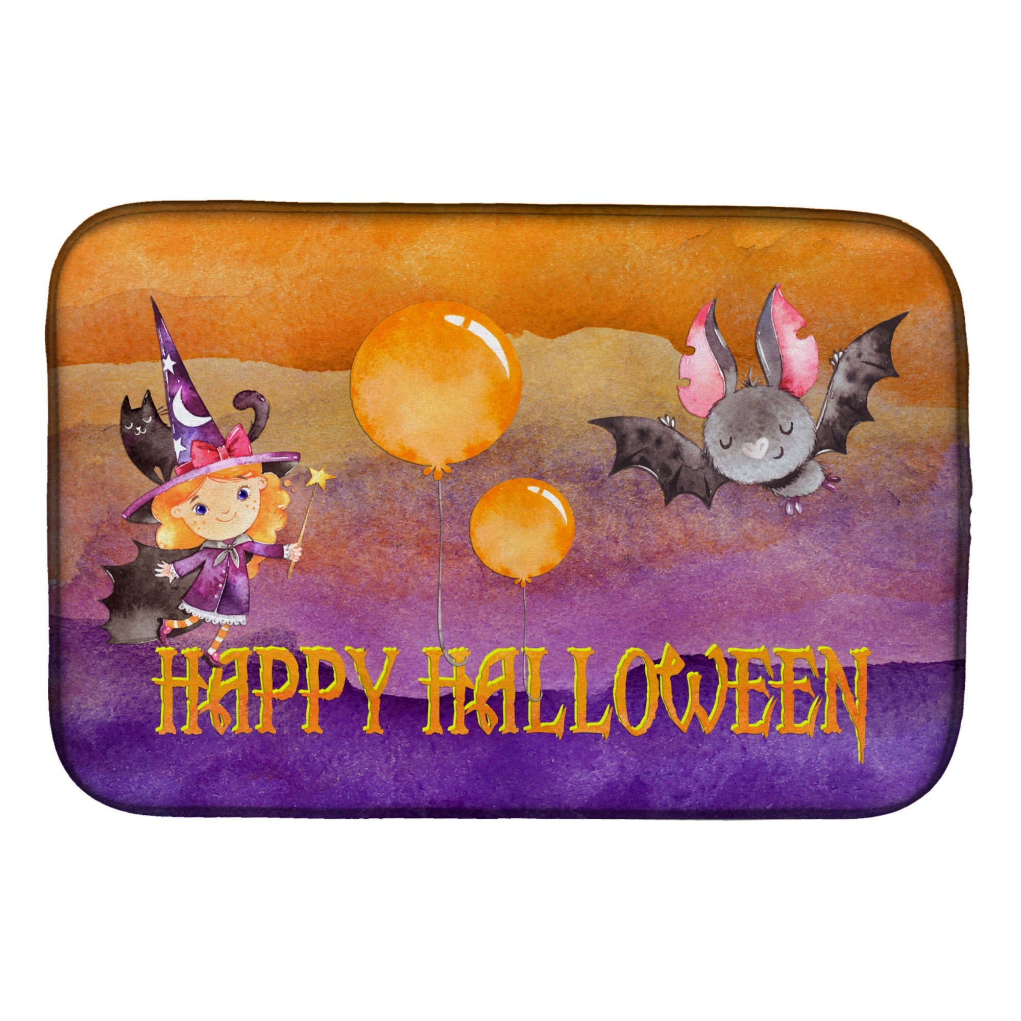 'Caroline'S Treasures Halloween Little Witch And Bat Dish Drying Mat, 14'''' X 21'''', Multicolor''
