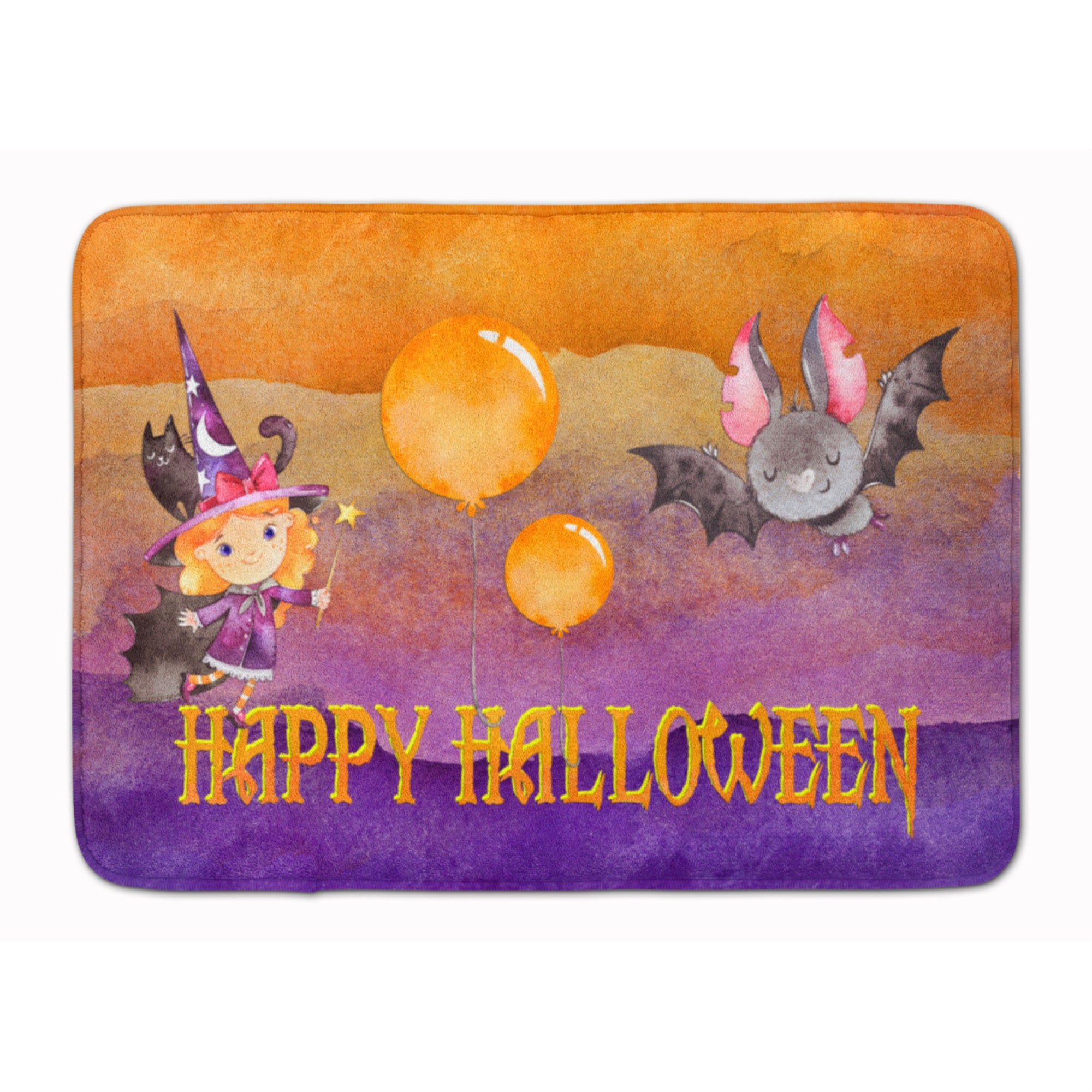 'Caroline'S Treasures Halloween Little Witch And Bat Machine Washable Memory Foam Mat Doormats, Multicolor''