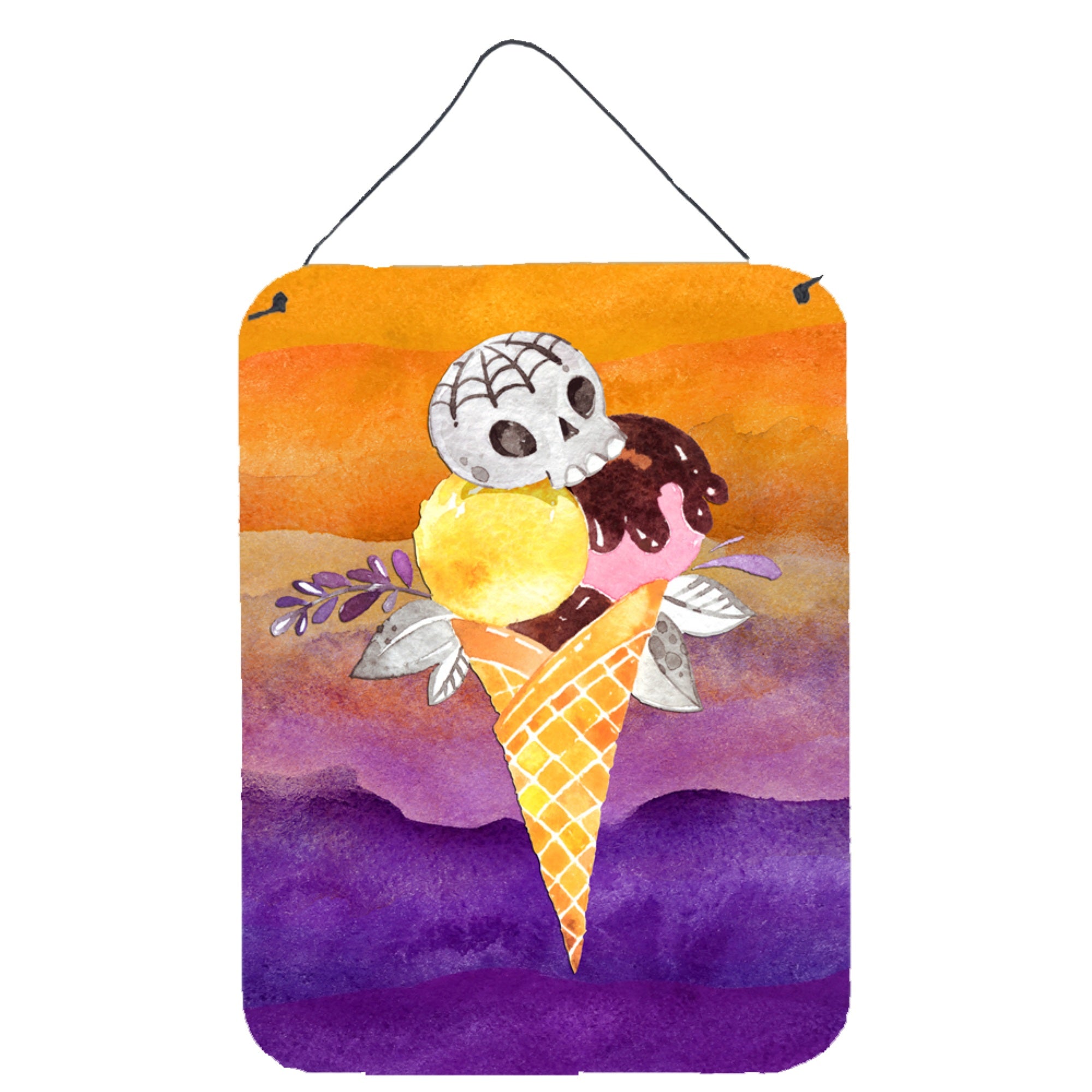 'Caroline'S Treasures Halloween Sweets Ice Cream Skull Door Hanging Prints Wall-Decor, Multicolor''