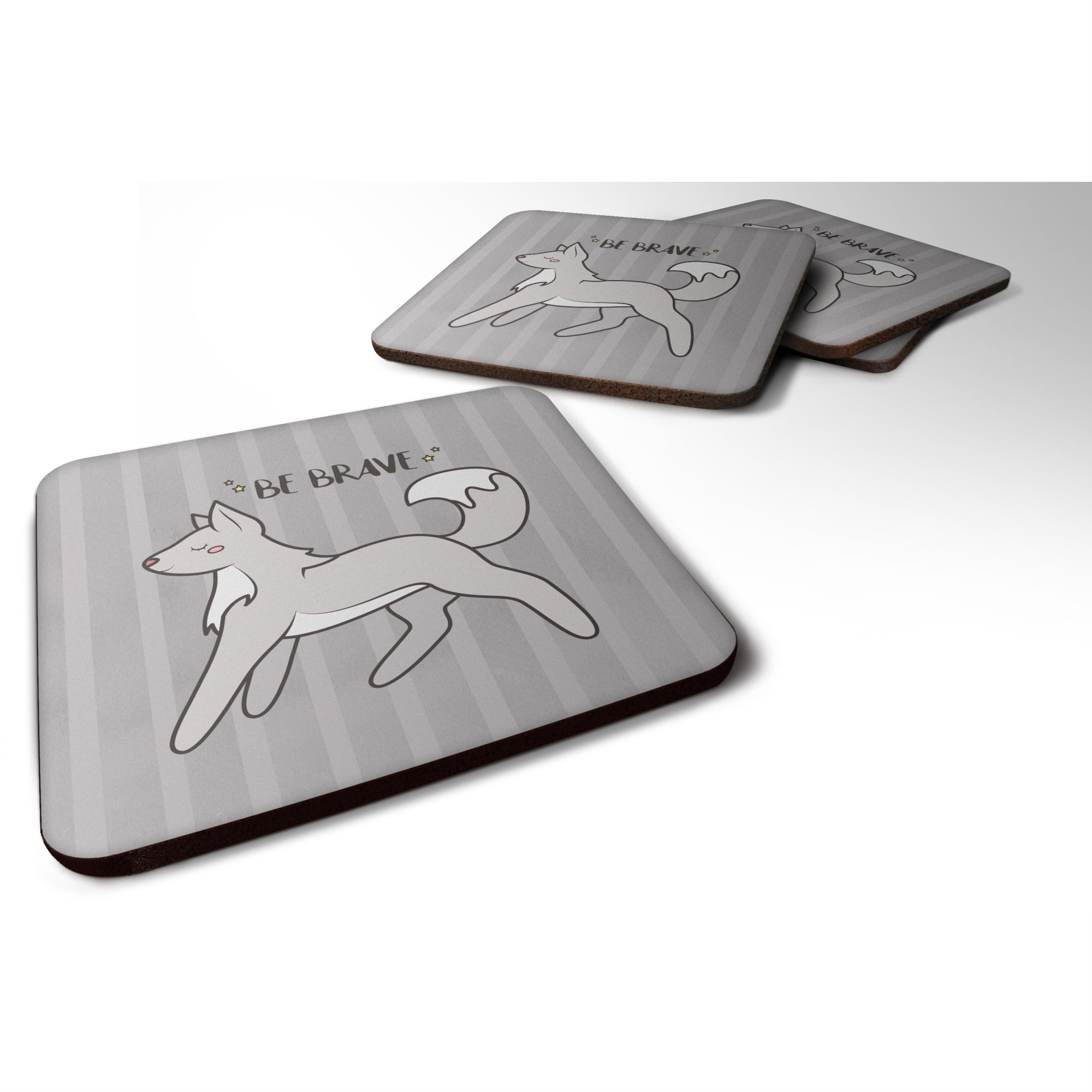 'Caroline'S Treasures Bb7472Fc Nursery Be Brave Wolf Foam Set Of 4 Coasters, Multicolor''