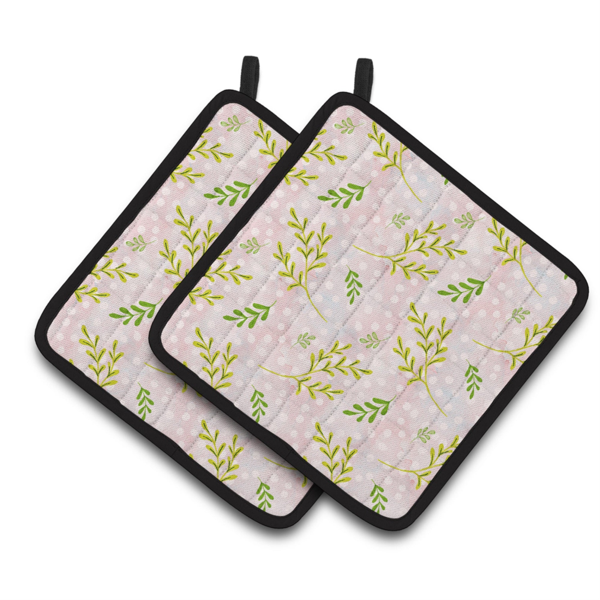 'Caroline'S Treasures Watercolor Leaves Pink Decorated Pot Holder, 7.5'''' X 7.5'''', Multicolor''