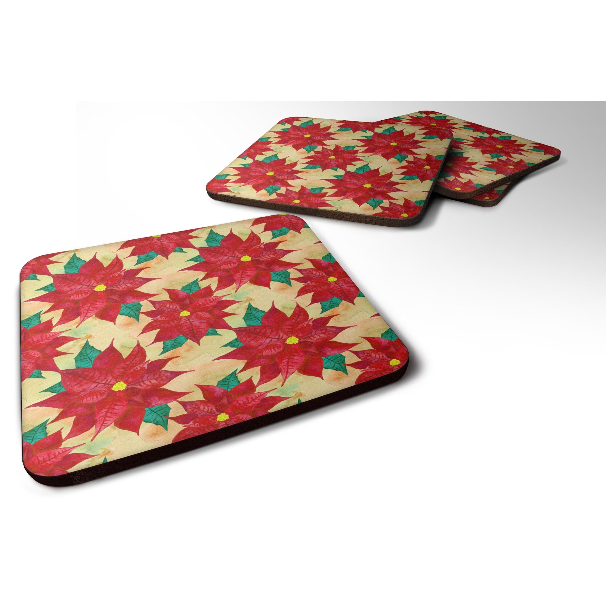 'Caroline'S Treasures Poinsetta Christmas Decorative Coasters, 3.5, Multicolor''