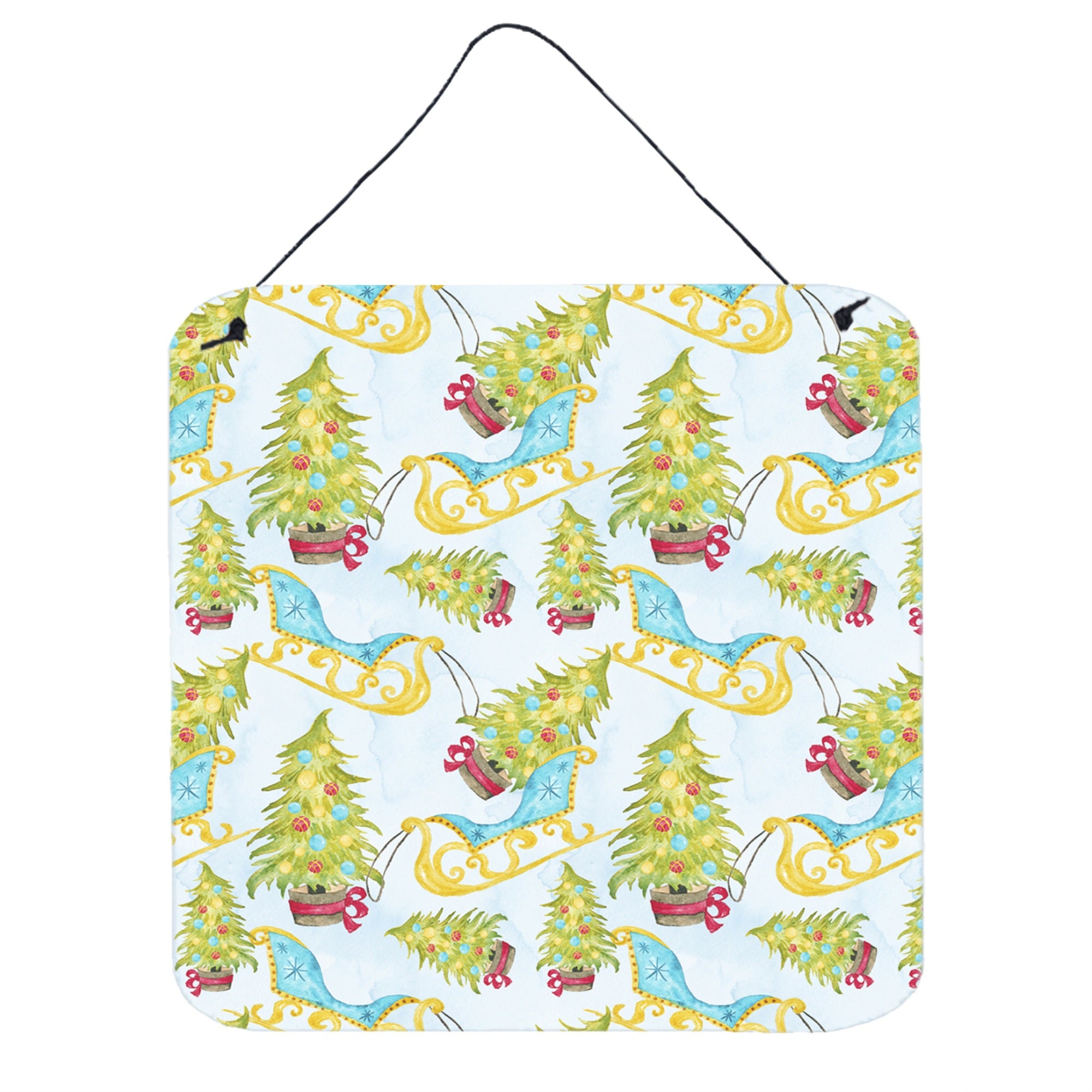 'Caroline'S Treasures Christmas Tree And Sleigh Metal Print, 6'''' H X 6'''' W, Multicolor''