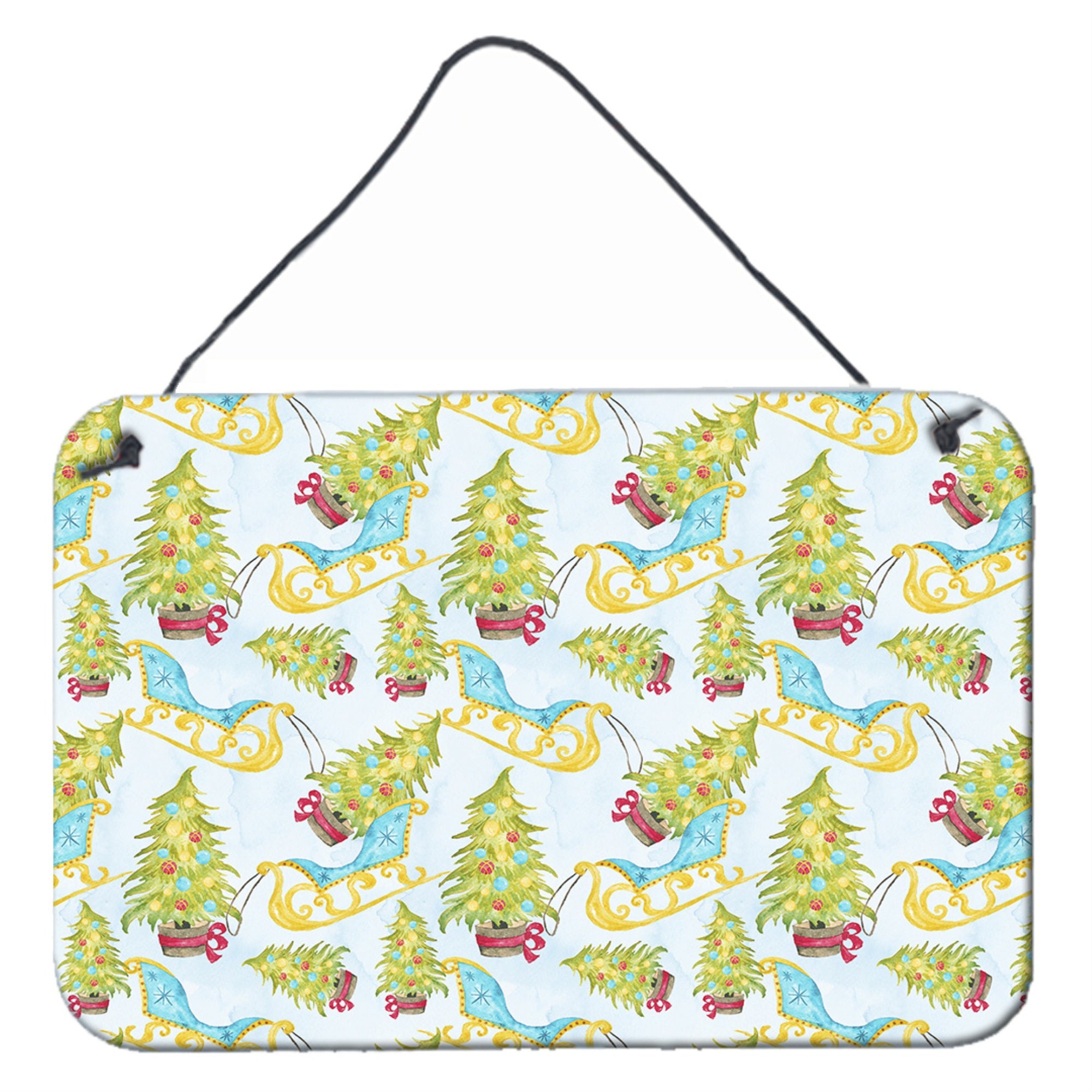 'Caroline'S Treasures Christmas Tree And Sleigh Metal Print, 8'''' H X 12'''' W, Multicolor''