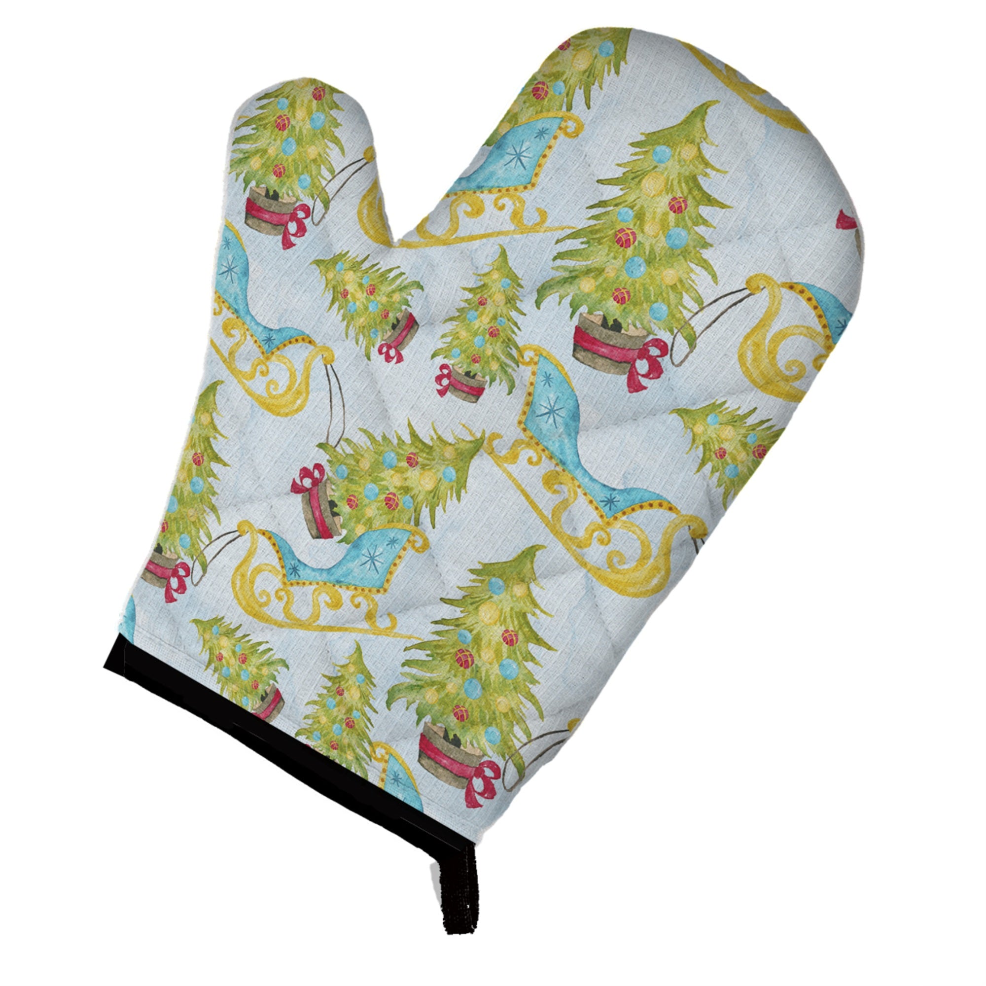 'Caroline'S Treasures Christmas Tree And Sleigh Decorated Oven Mitt, 12'''' X 8.5'''', Multicolor''