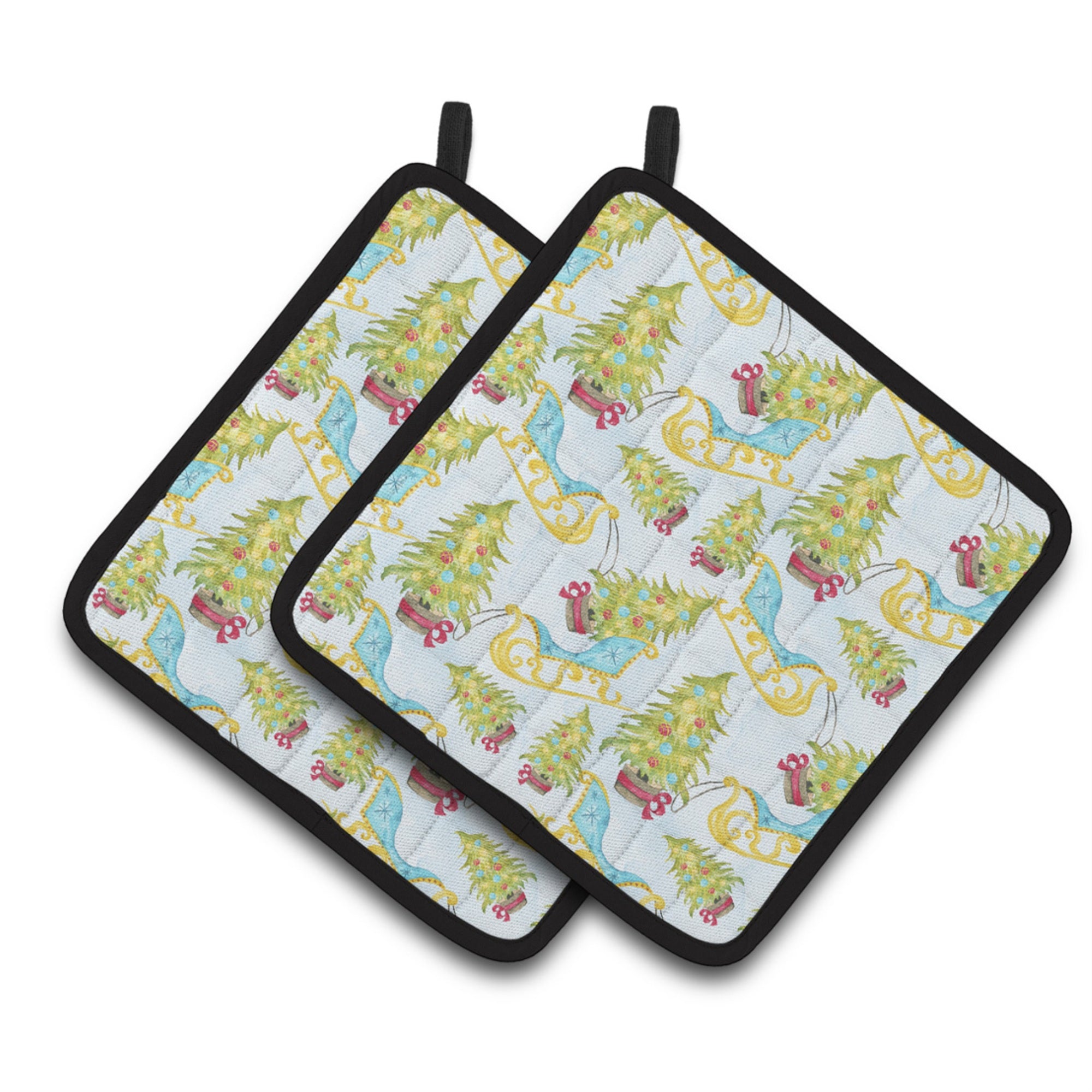 'Caroline'S Treasures Christmas Tree And Sleigh Decorated Pot Holder, 7.5'''' X 7.5'''', Multicolor''