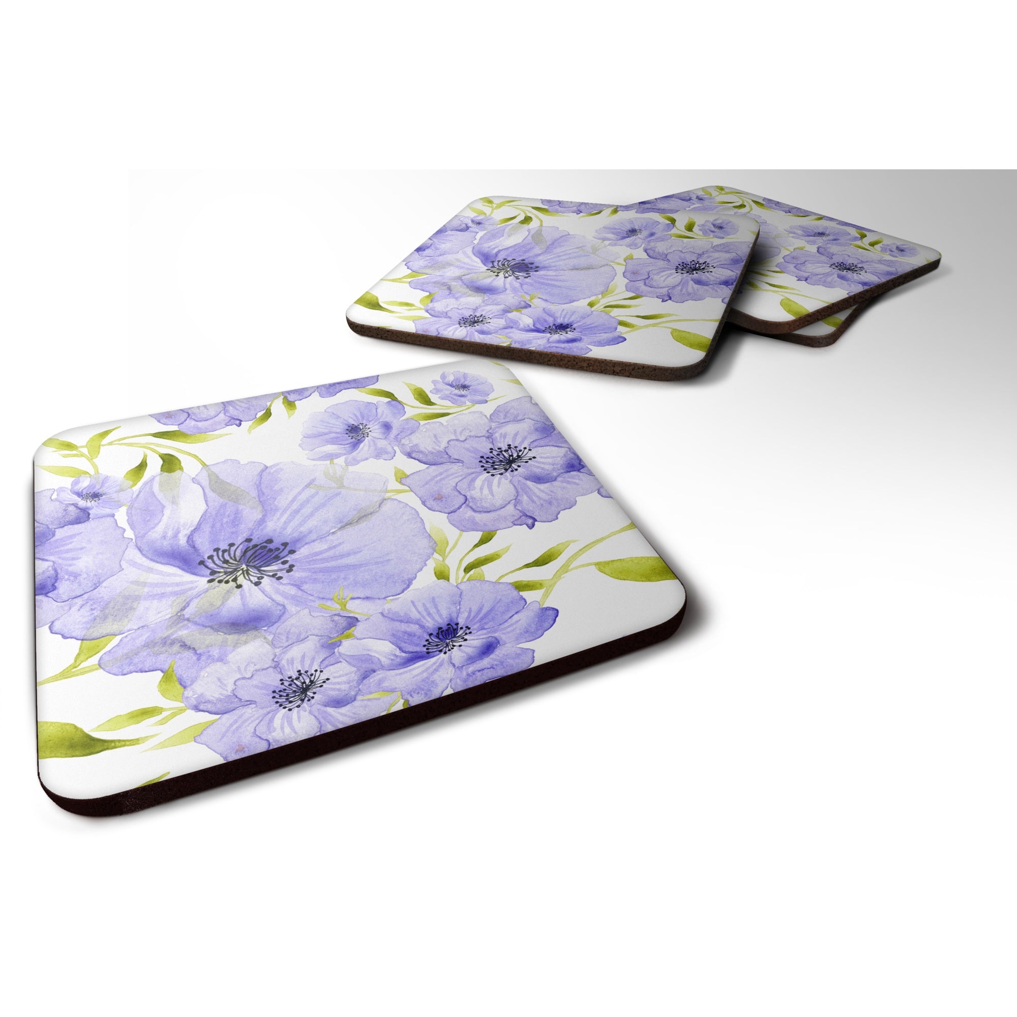 'Caroline'S Treasures Watercolor Blue Flowers Decorative Coasters, 3.5, Multicolor''