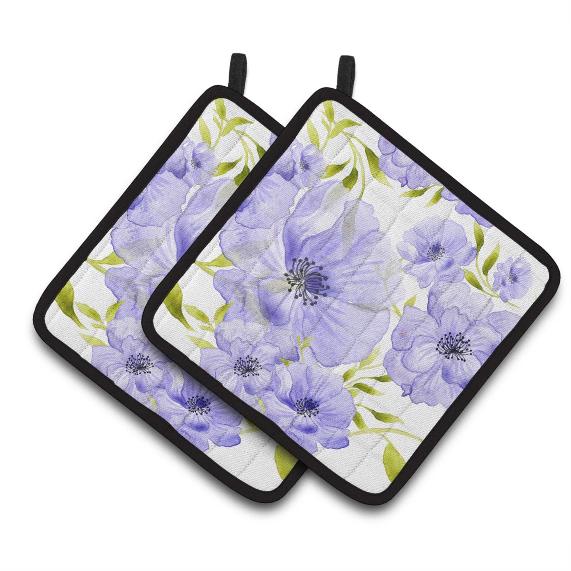 'Caroline'S Treasures Watercolor Blue Flowers Decorated Pot Holder, 7.5'''' X 7.5'''', Multicolor''