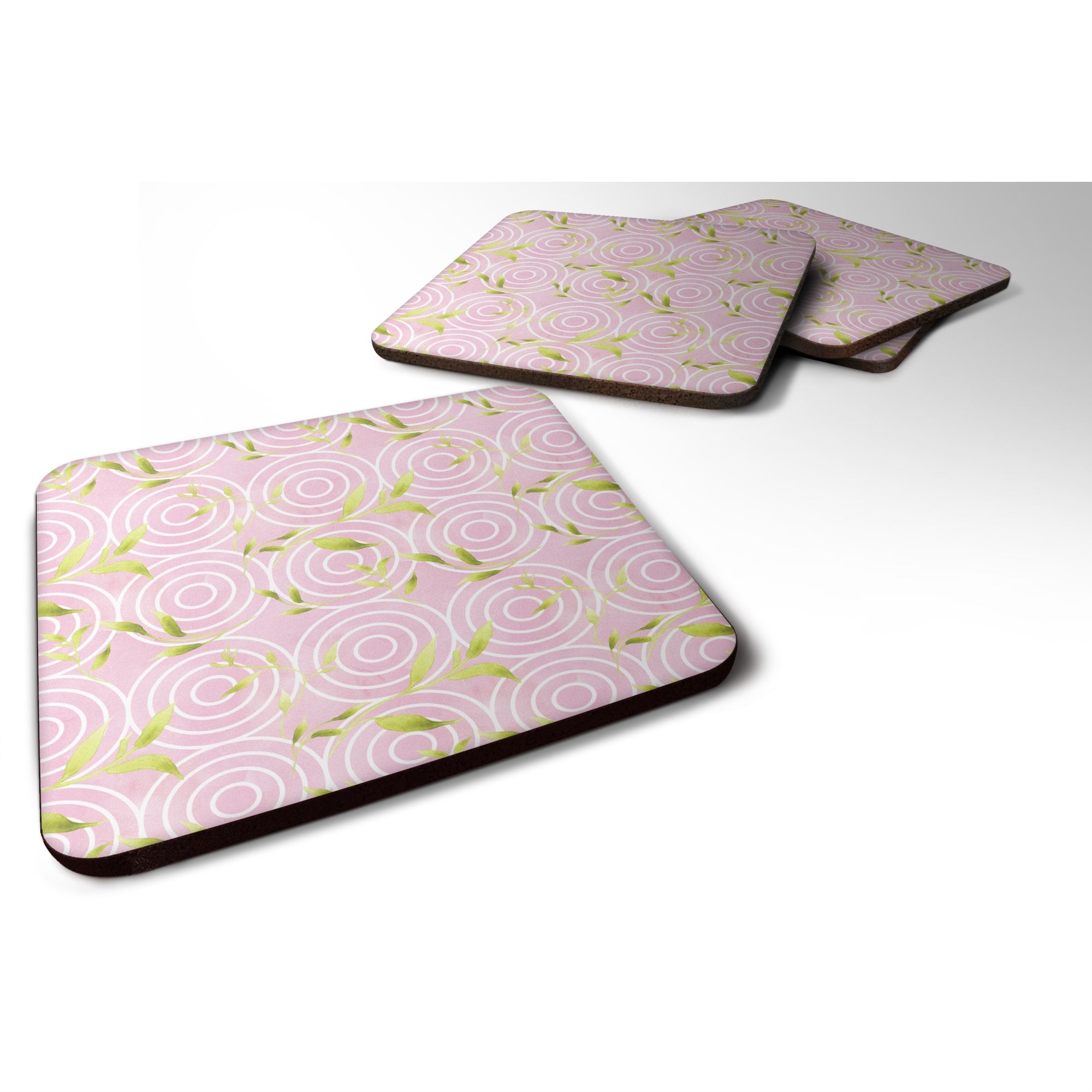 'Caroline'S Treasures Gemoetric Circles On Pink Watercolor Decorative Coasters, 3.5, Multicolor''