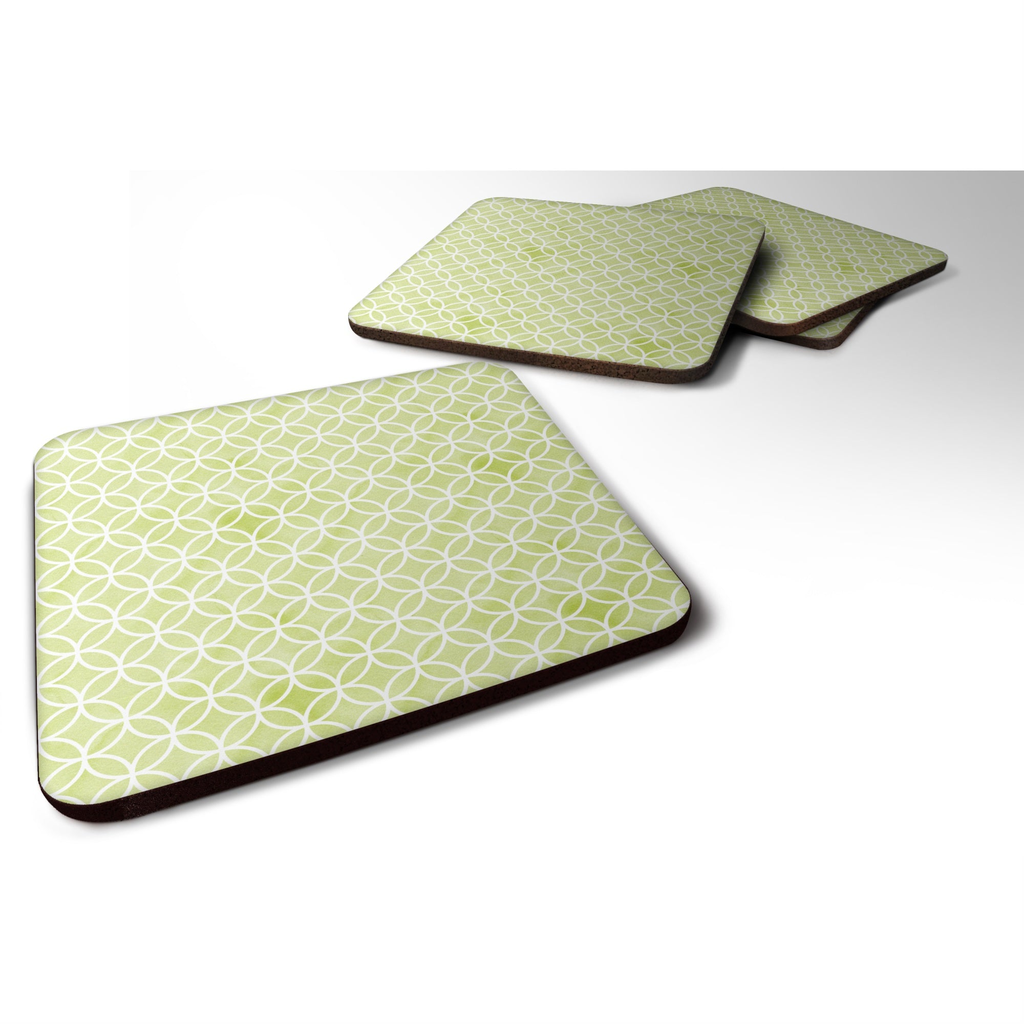 'Caroline'S Treasures Gemoetric Circles On Green Watercolor Decorative Coasters, 3.5, Multicolor''
