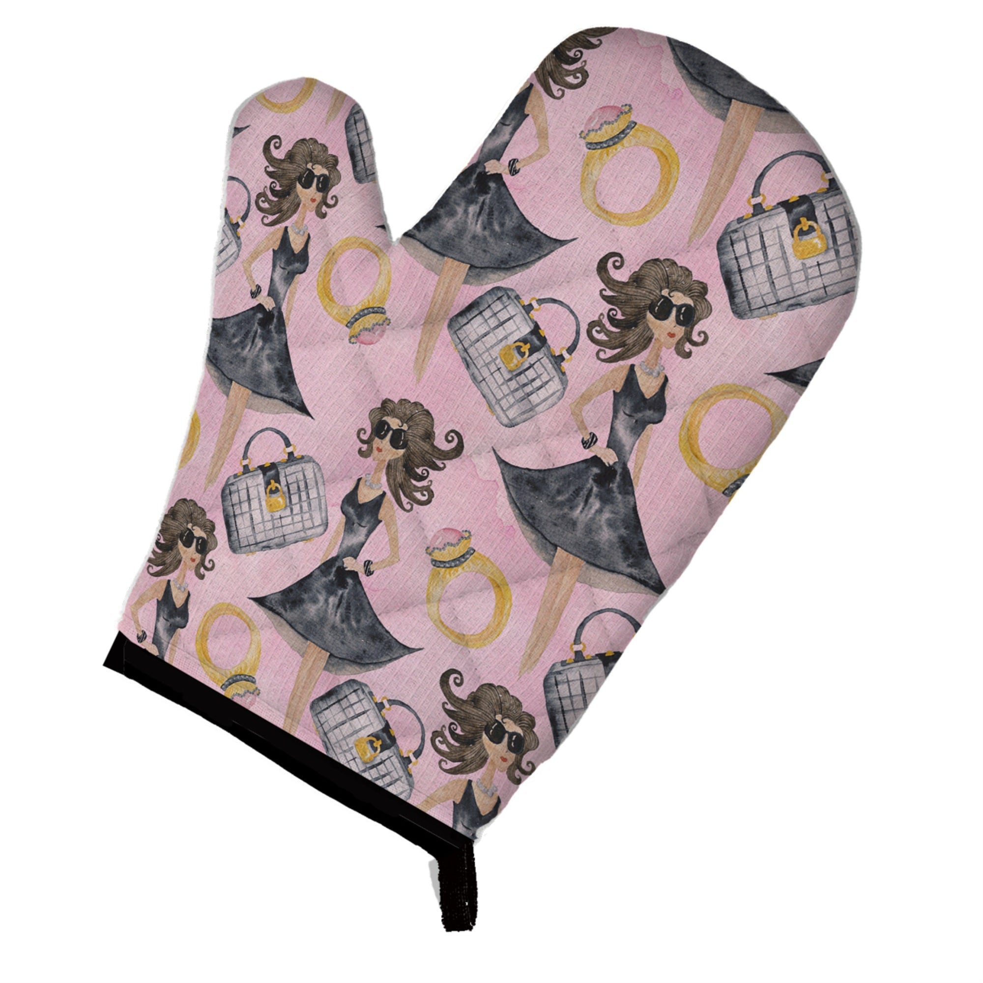 'Caroline'S Treasures Watercolor Fashion Diva On Pink Decorated Oven Mitt, 12'''' X 8.5'''', Multicolor''