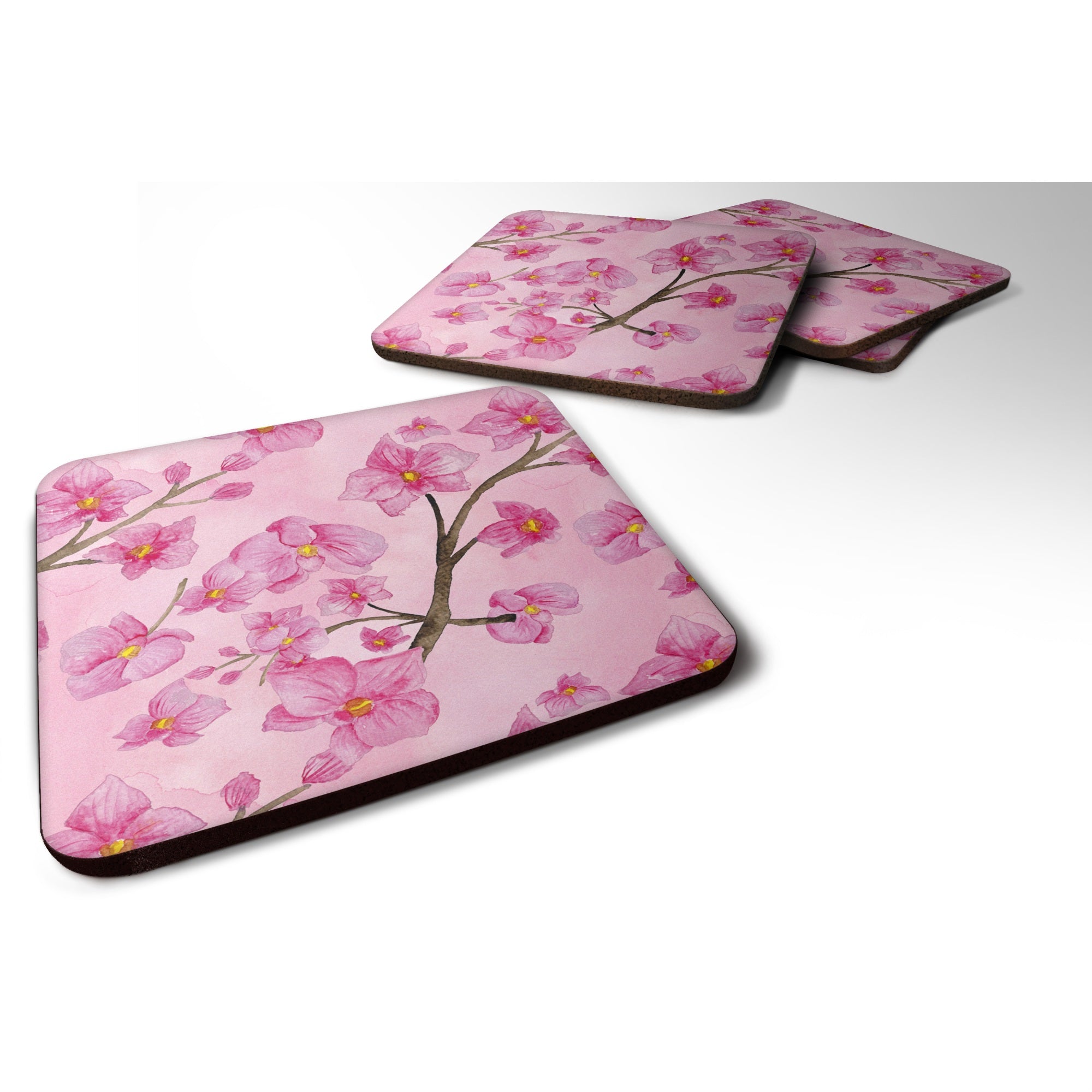 'Caroline'S Treasures Watercolor Pink Flowers Decorative Coasters, 3.5, Multicolor''