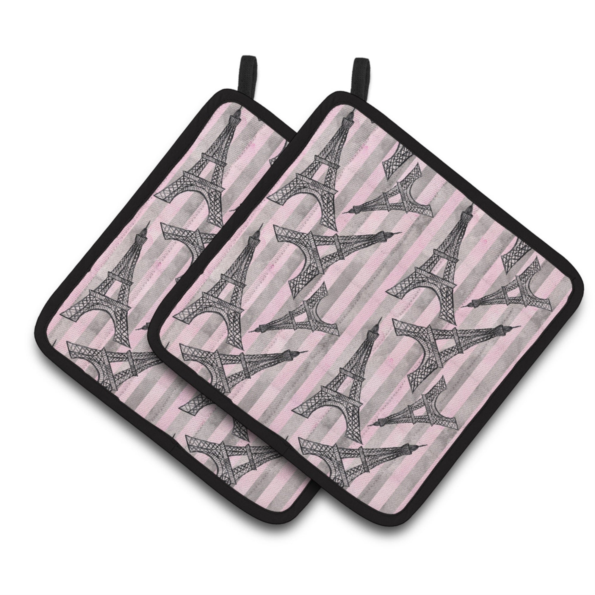 'Caroline'S Treasures Watercolor Eiffel Tower And Stripes Decorated Pot Holder, 7.5'''' X 7.5'''', Multicolor''