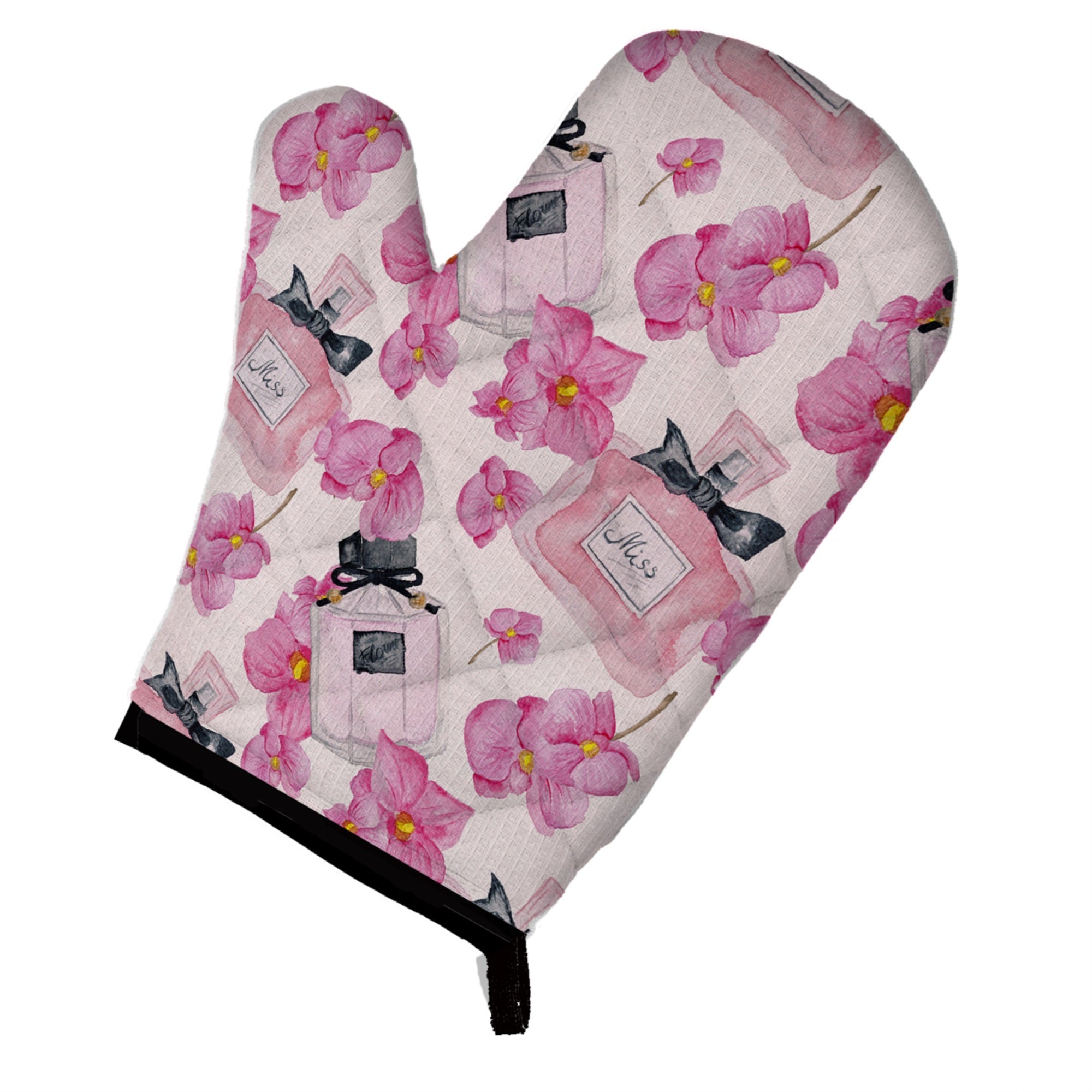 'Caroline'S Treasures Watercolor Pink Flowers And Perfume Decorated Oven Mitt, 12'''' X 8.5'''', Multicolor''