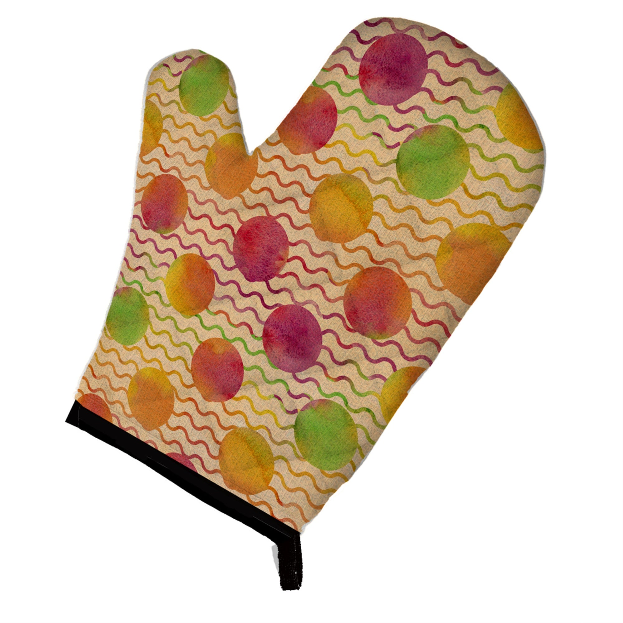'Caroline'S Treasures Watercolor Rainbow Dots And Squiggles Decorated Oven Mitt, 12'''' X 8.5'''', Multicolor''