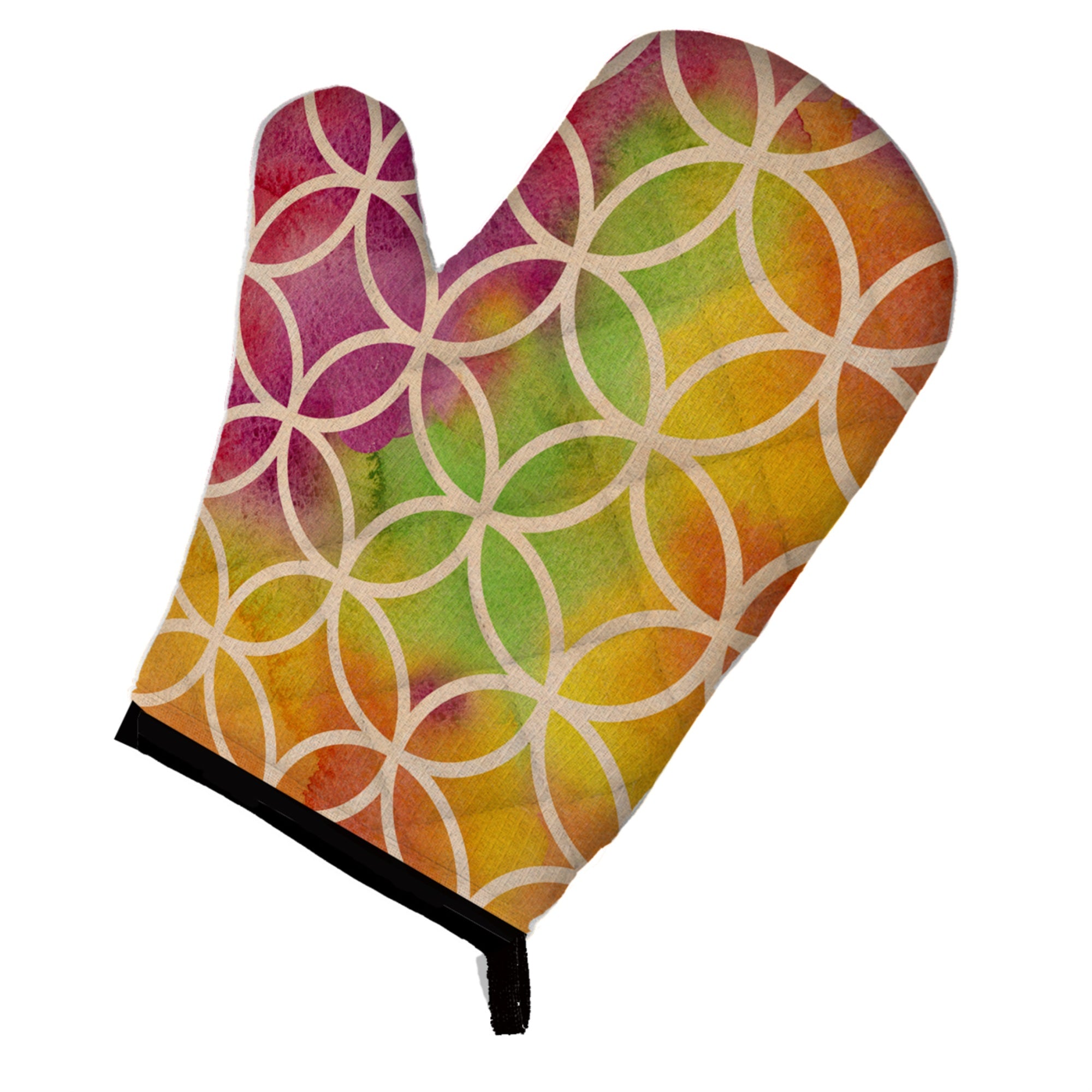 'Caroline'S Treasures Watercolor Rainbow Geometric Circles Decorated Oven Mitt, 12'''' X 8.5'''', Multicolor''