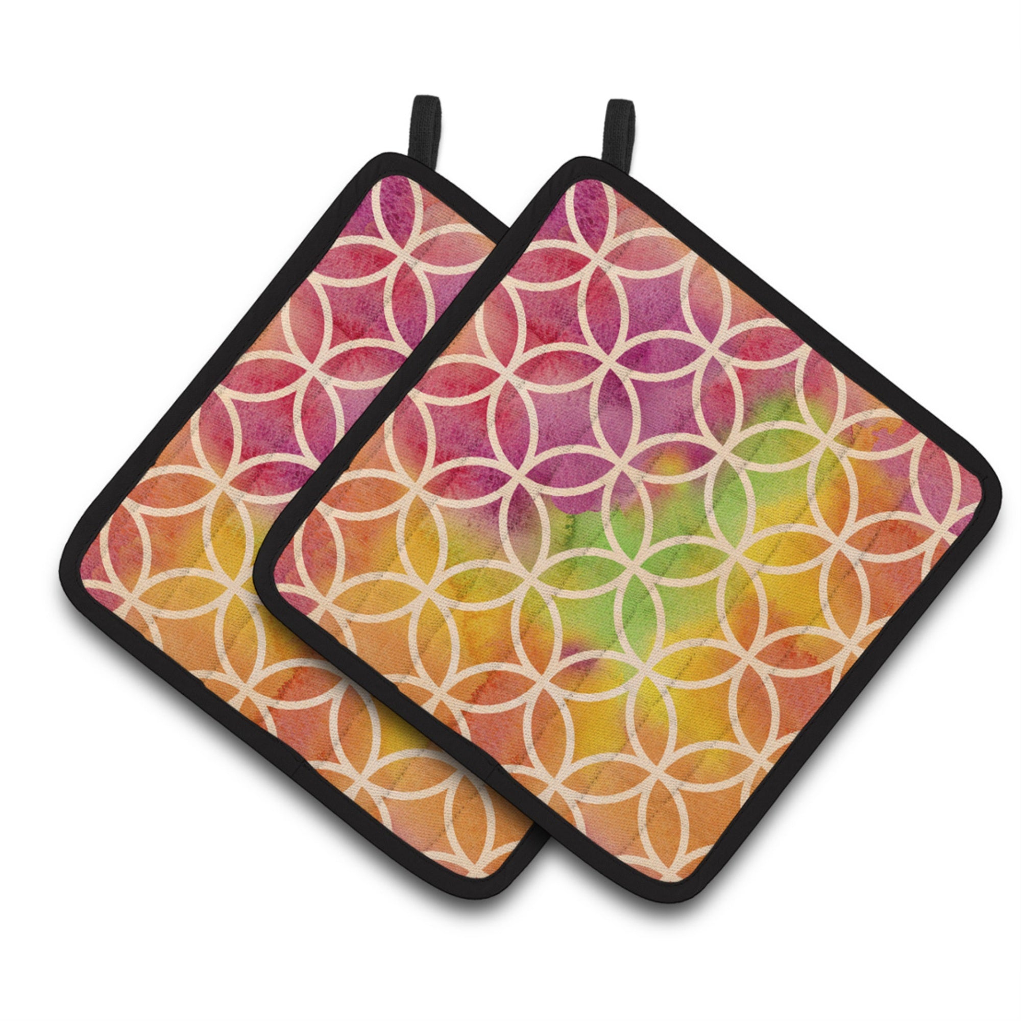 'Caroline'S Treasures Watercolor Rainbow Geometric Circles Decorated Pot Holder, 7.5'''' X 7.5'''', Multicolor''