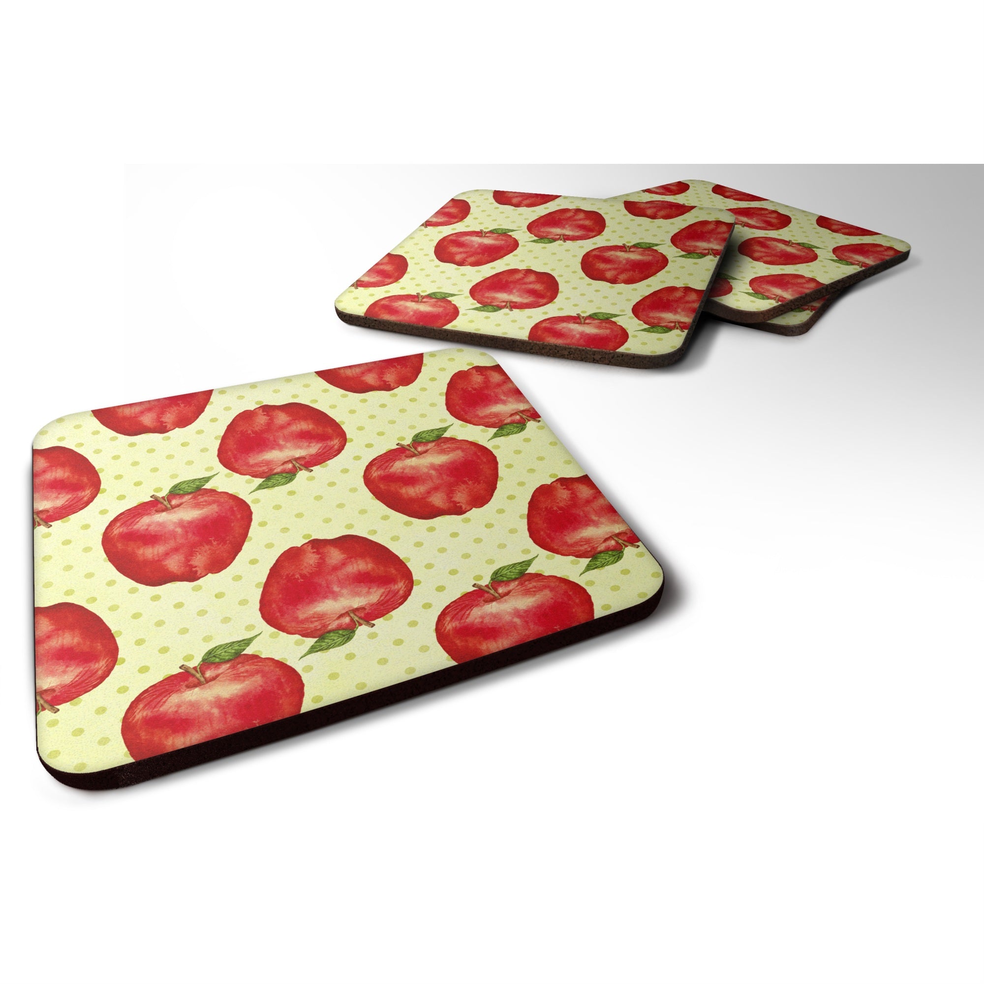 'Caroline'S Treasures Watercolor Apples And Polkadots Decorative Coasters, 3.5, Multicolor''