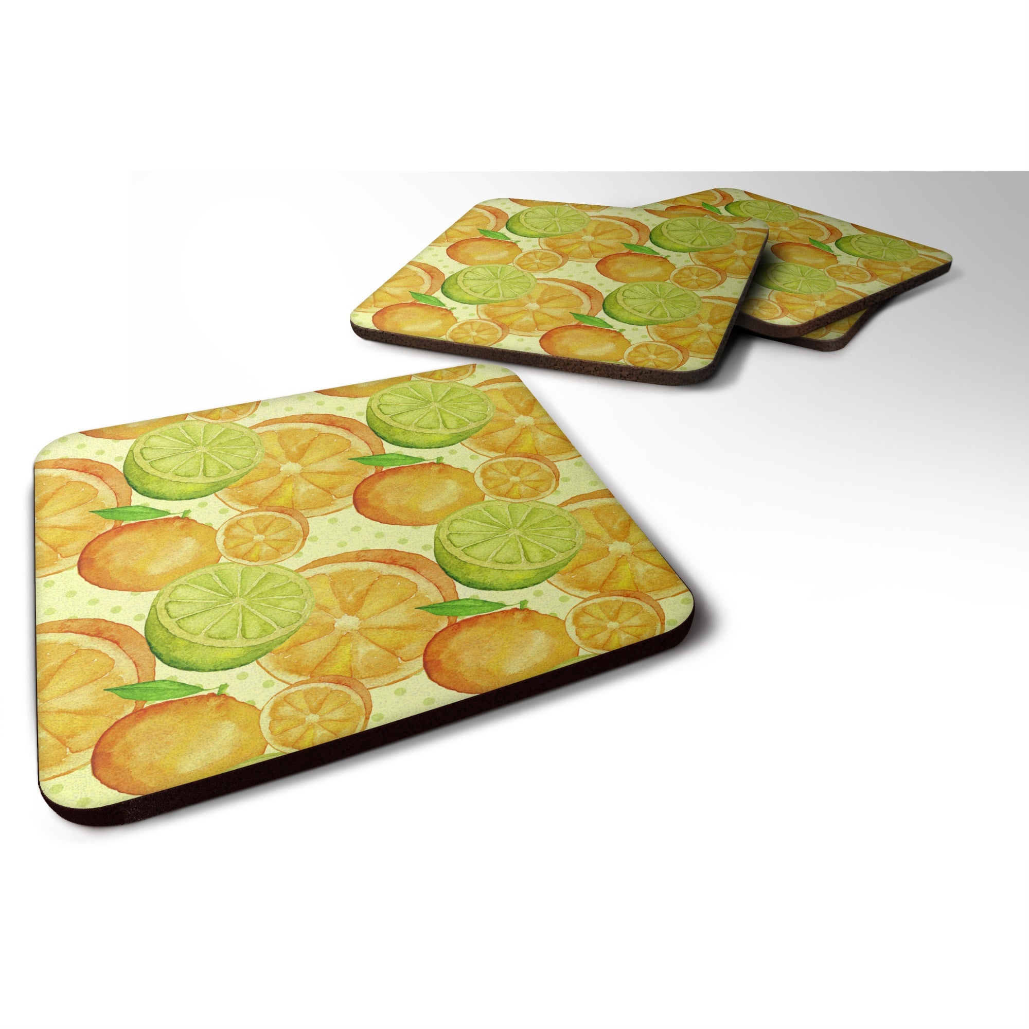 'Caroline'S Treasures Watercolor Limes And Oranges Citrus Decorative Coasters, 3.5, Multicolor''