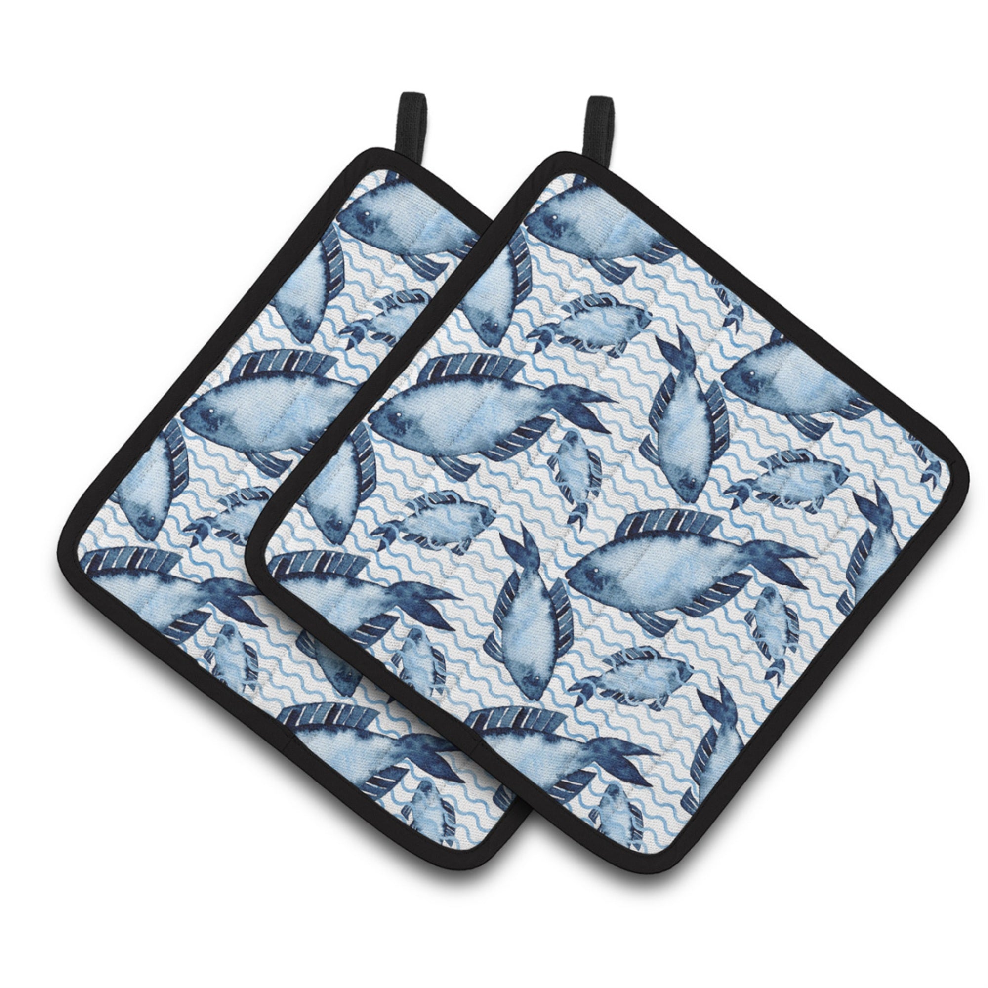 'Caroline'S Treasures Beach Watercolor Fishes Decorated Pot Holder, 7.5'''' X 7.5'''', Multicolor''