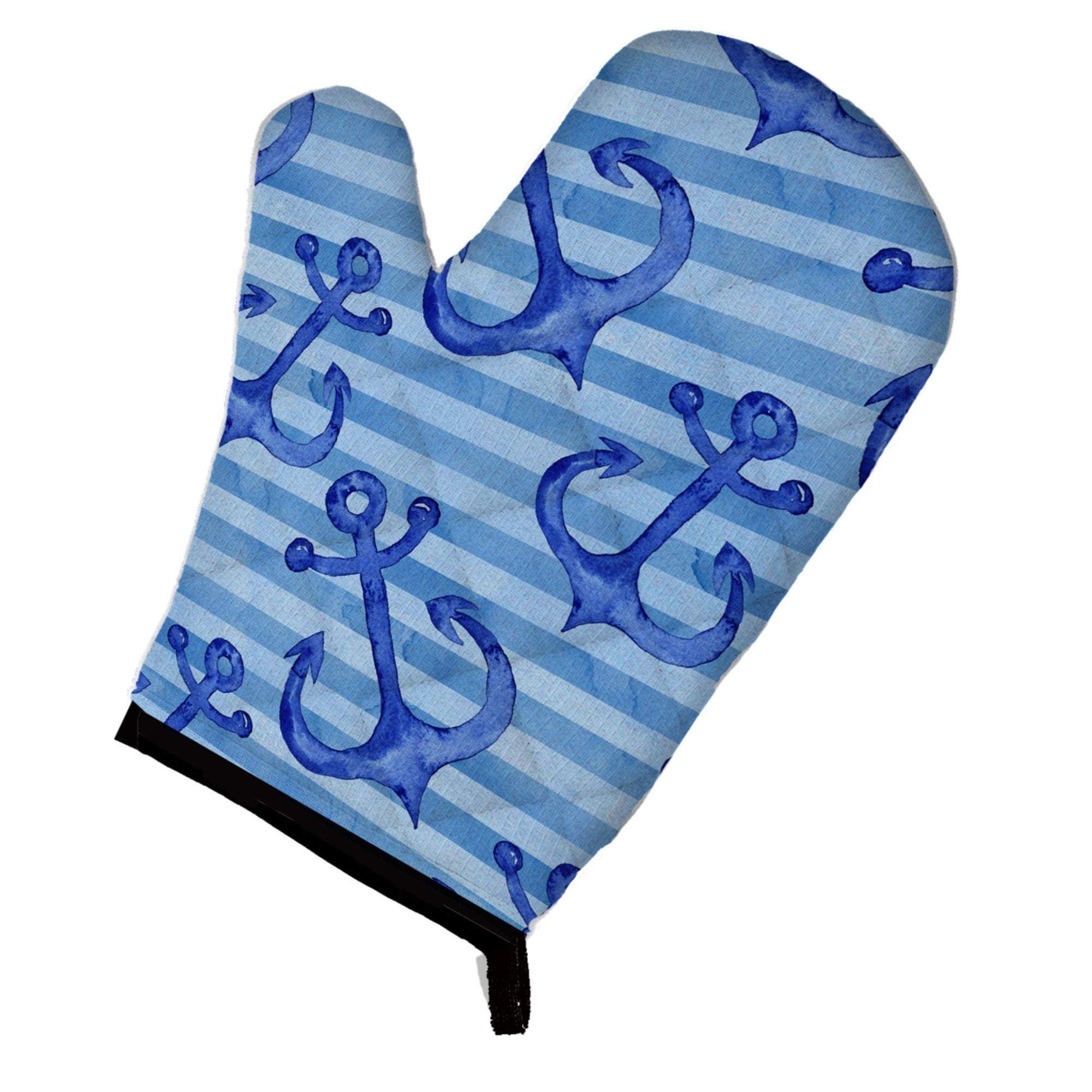 'Caroline'S Treasures Beach Watercolor Anchors Decorated Oven Mitt, 12'''' X 8.5'''', Multicolor''