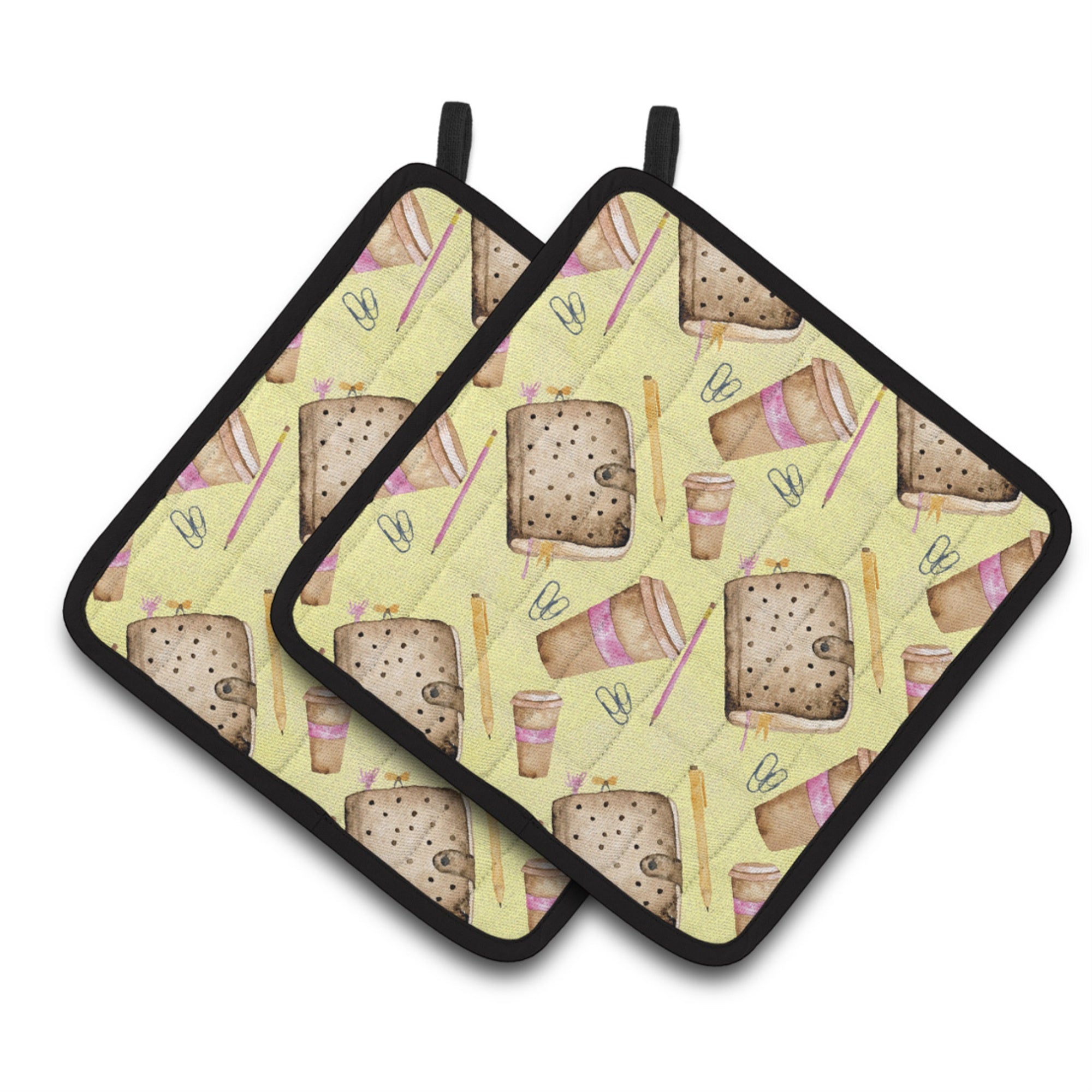 'Caroline'S Treasures Watercolor Coffee And Journal Decorated Pot Holder, 7.5'''' X 7.5'''', Multicolor''