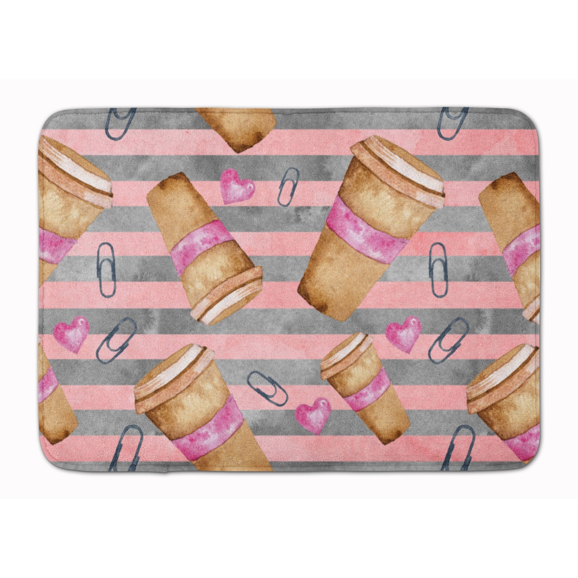 'Caroline'S Treasures Watercolor Coffee And Paper Clips Floor Mat, 19'''' H X 27'''' W, Multicolor''