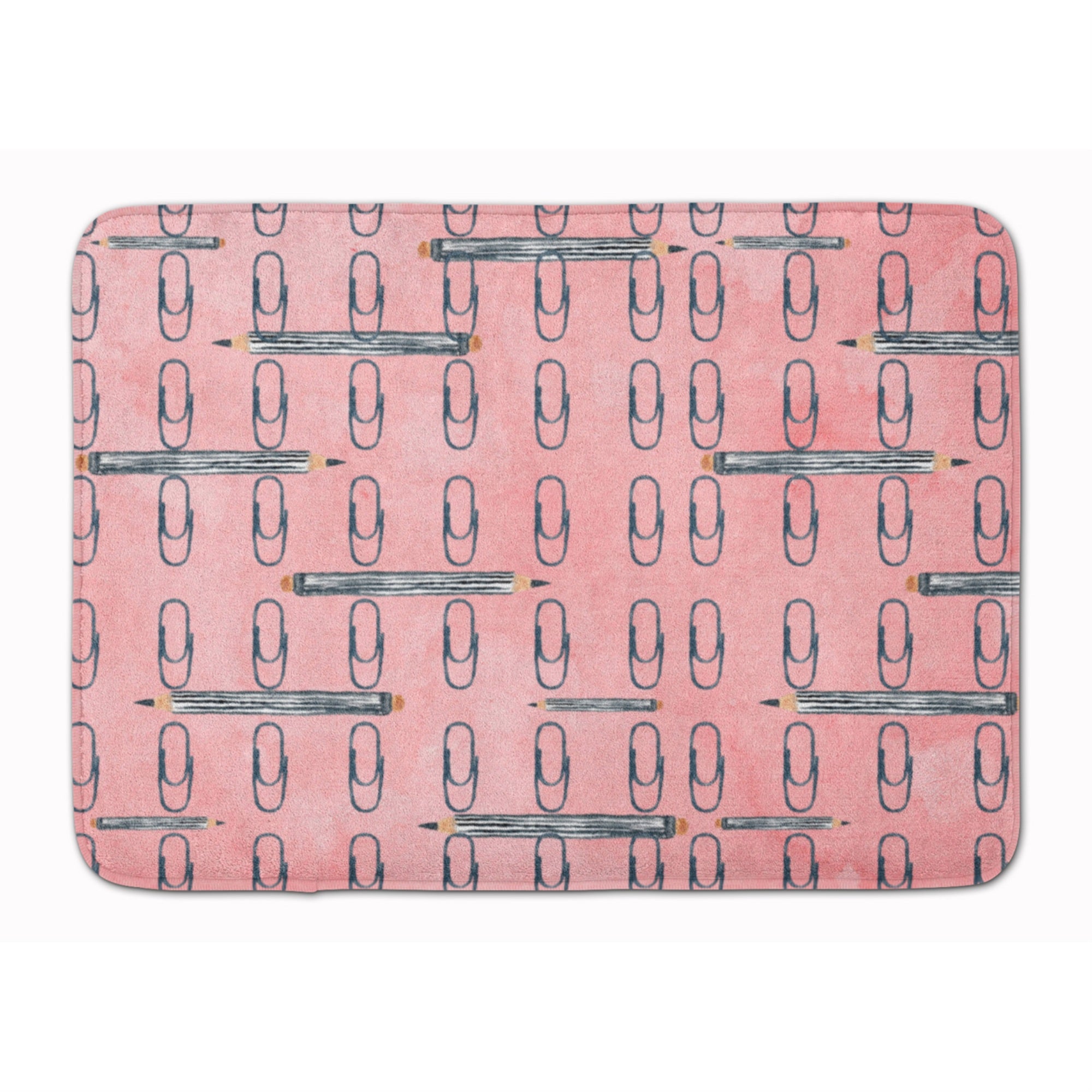 'Caroline'S Treasures Watercolor Organized Paper Clips Pink Floor Mat, 19'''' H X 27'''' W, Multicolor''
