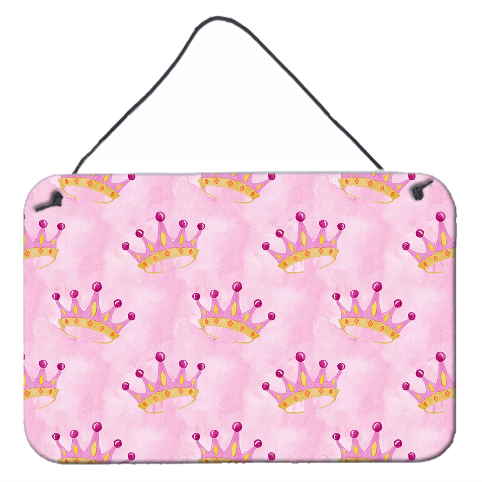 'Caroline'S Treasures Watercolor Princess Crown On Pink Metal Print, 8'''' H X 12'''' W, Multicolor''