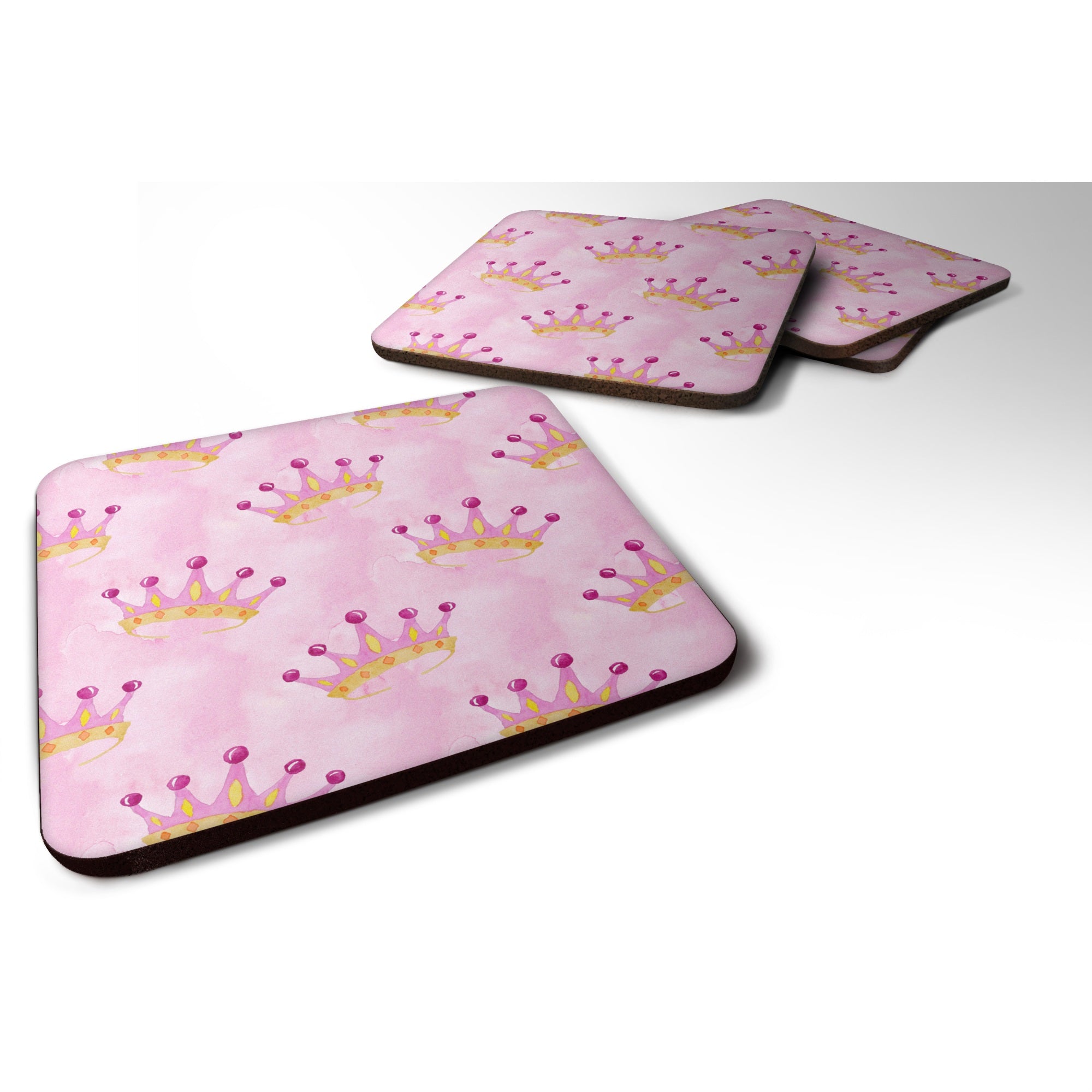 'Caroline'S Treasures Watercolor Princess Crown On Pink Decorative Coasters, 3.5, Multicolor''