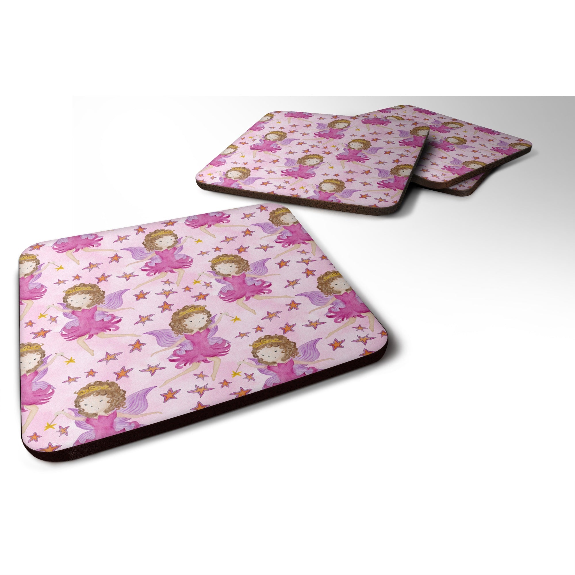 'Caroline'S Treasures Watercolor Fairy Princess On Pink Decorative Coasters, 3.5, Multicolor''