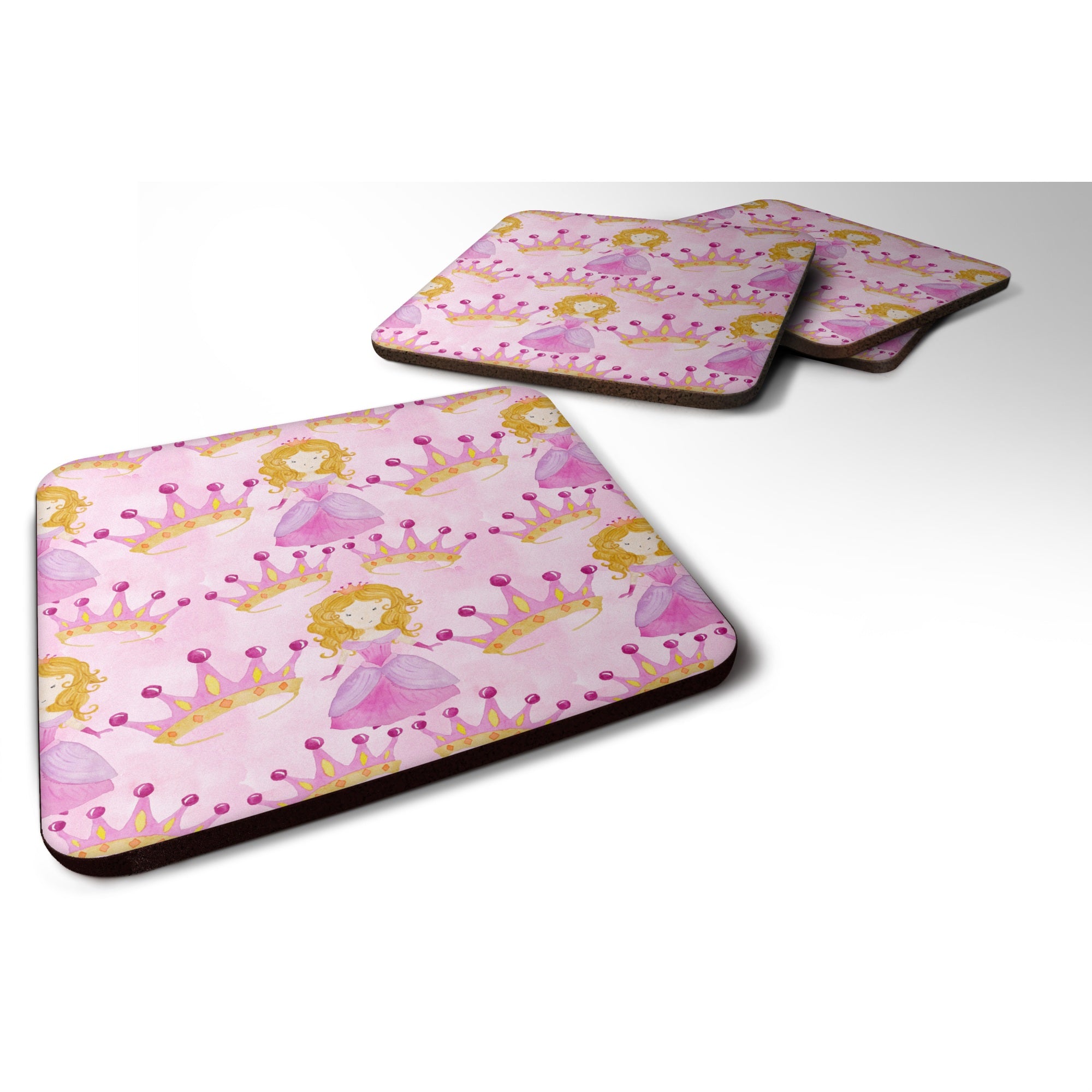 'Caroline'S Treasures Watercolor Princess And Crown Decorative Coasters, 3.5, Multicolor''