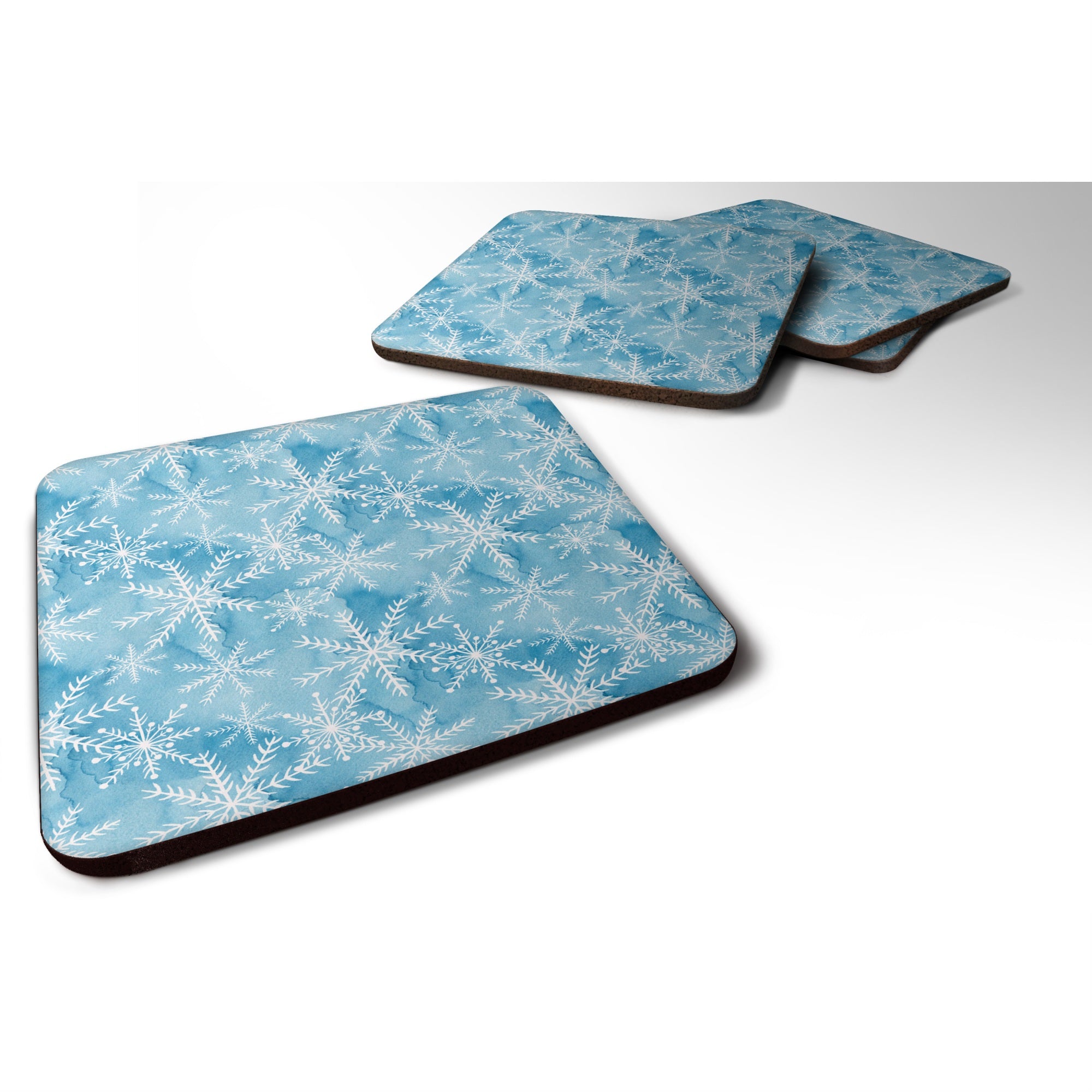 'Caroline'S Treasures Watercolor Snowflake On Blue Decorative Coasters, 3.5, Multicolor''