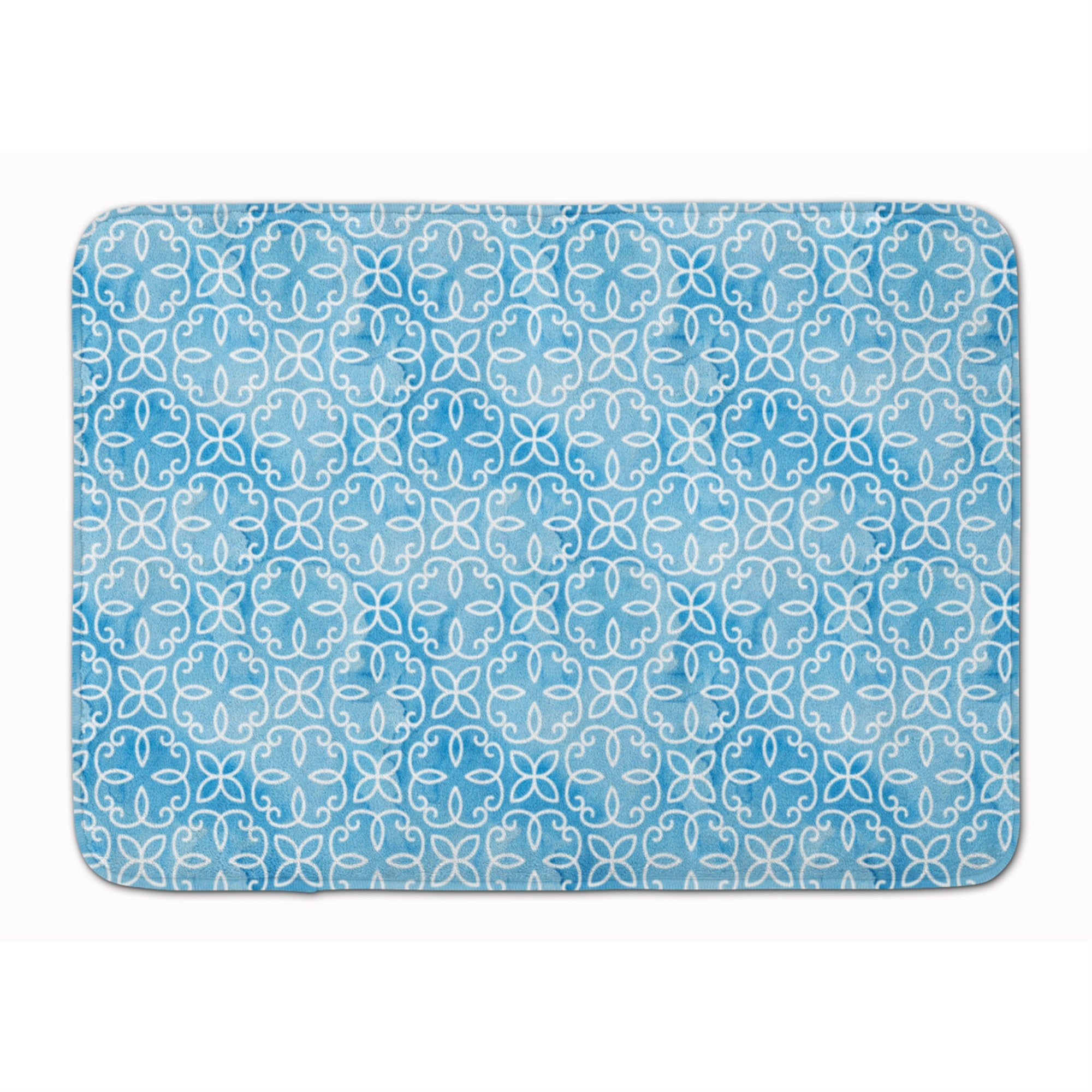 'Caroline'S Treasures Watercolor Geometric Circle On Blue Floor Mat, 19'''' H X 27'''' W, Multicolor''