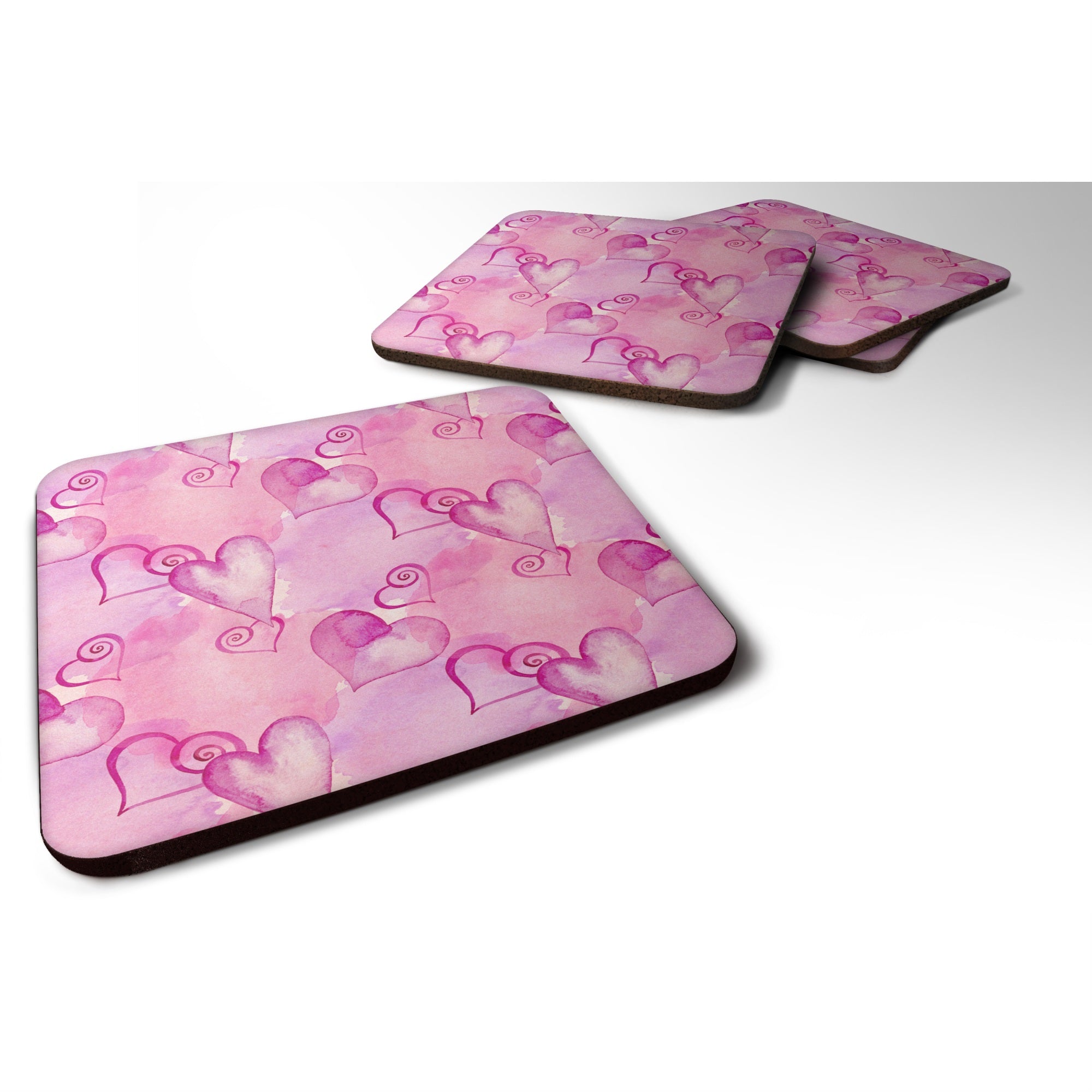 'Caroline'S Treasures Watercolor Hot Pink Hearts Decorative Coasters, 3.5, Multicolor''