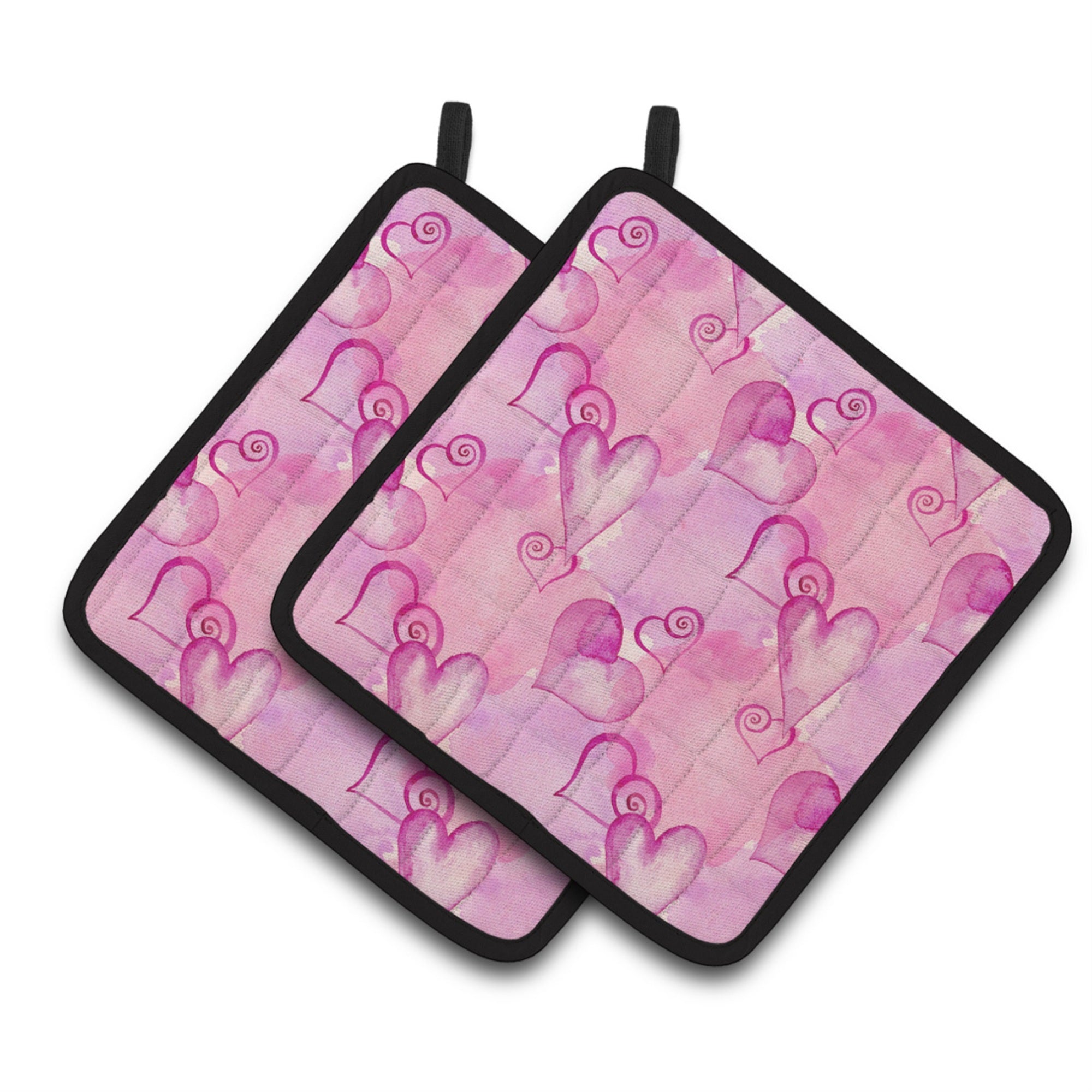 'Caroline'S Treasures Watercolor Hot Pink Hearts Decorated Pot Holder, 7.5'''' X 7.5'''', Multicolor''