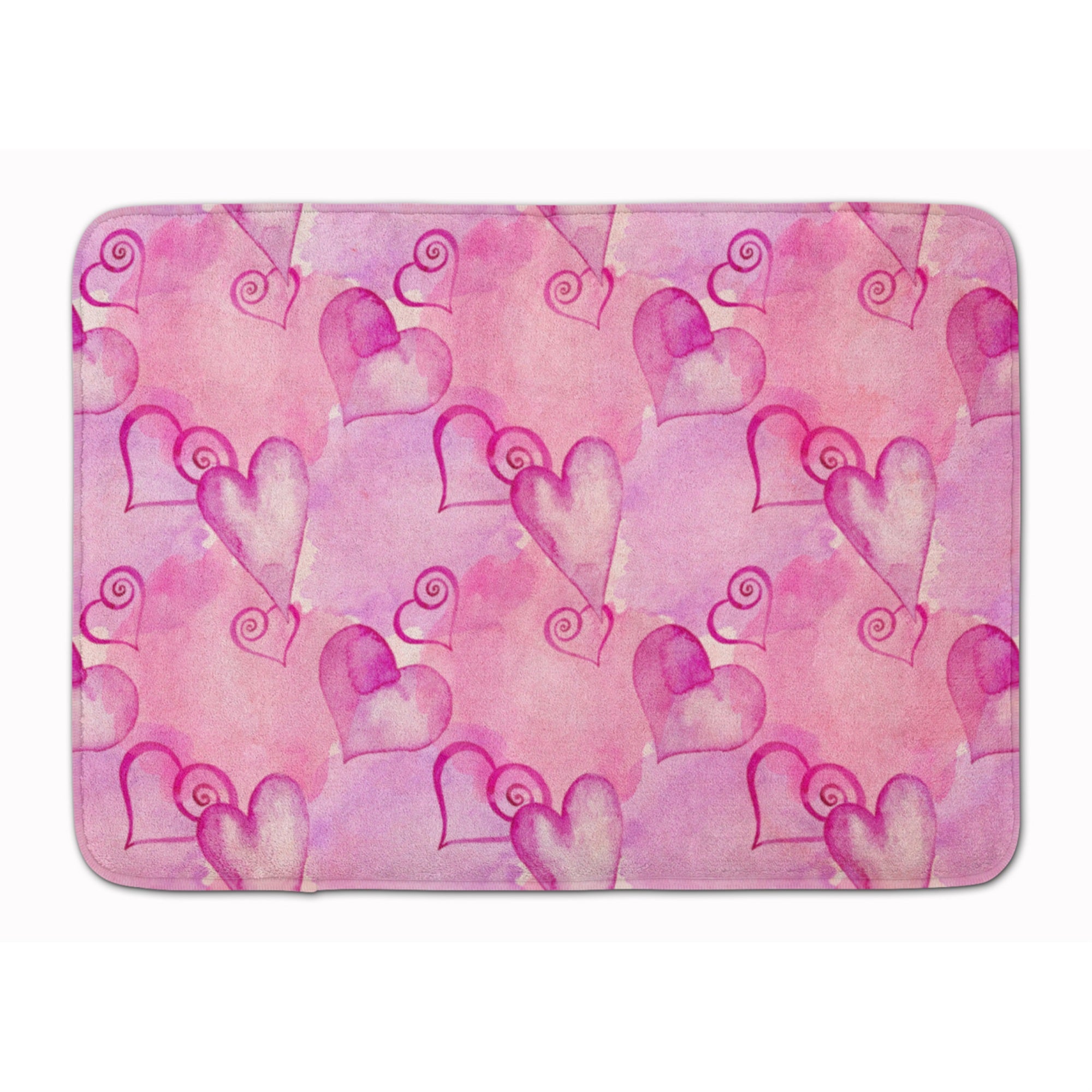 'Caroline'S Treasures Watercolor Hot Pink Hearts Floor Mat, 19'''' H X 27'''' W, Multicolor''