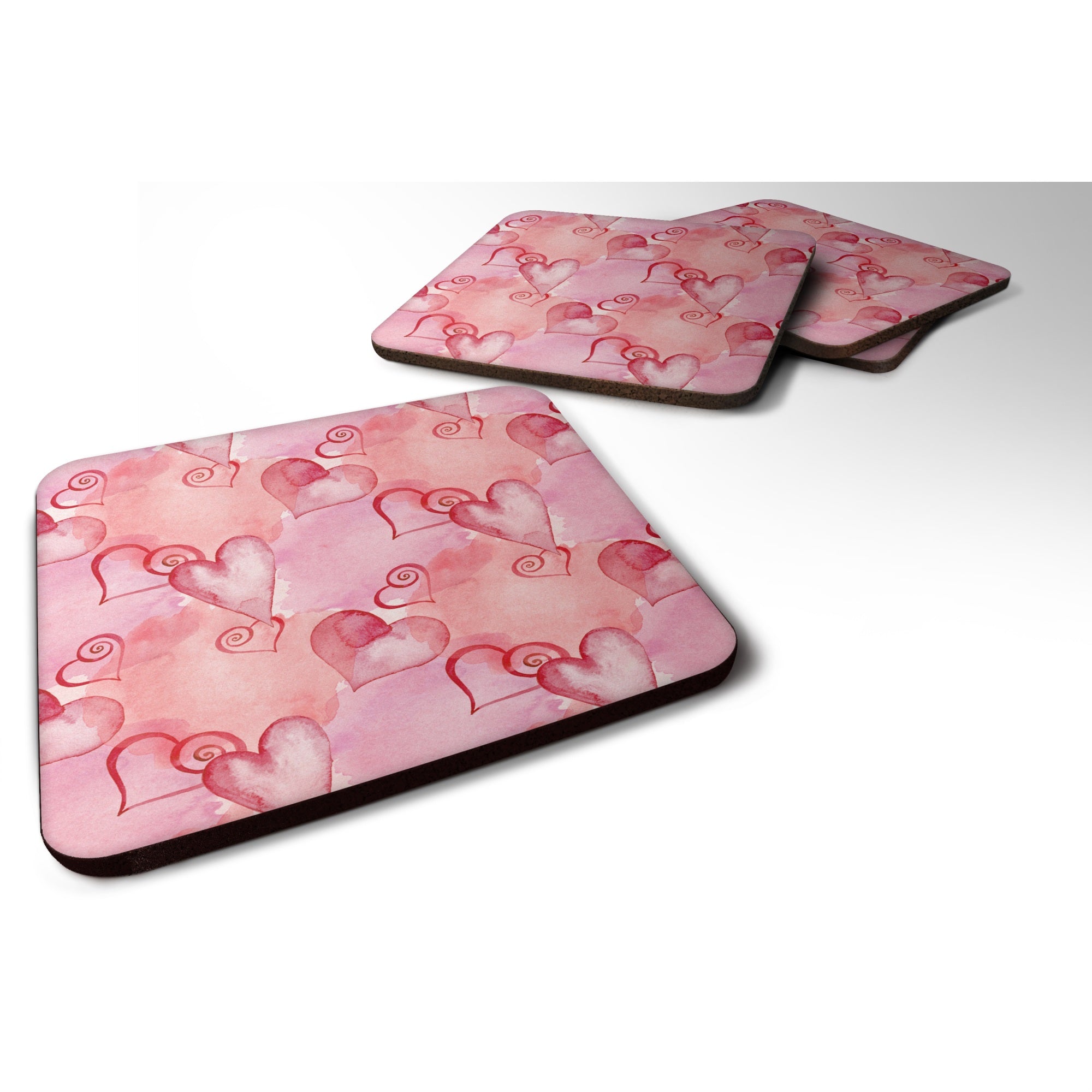 'Caroline'S Treasures Watercolor Red Hearts Decorative Coasters, 3.5, Multicolor''