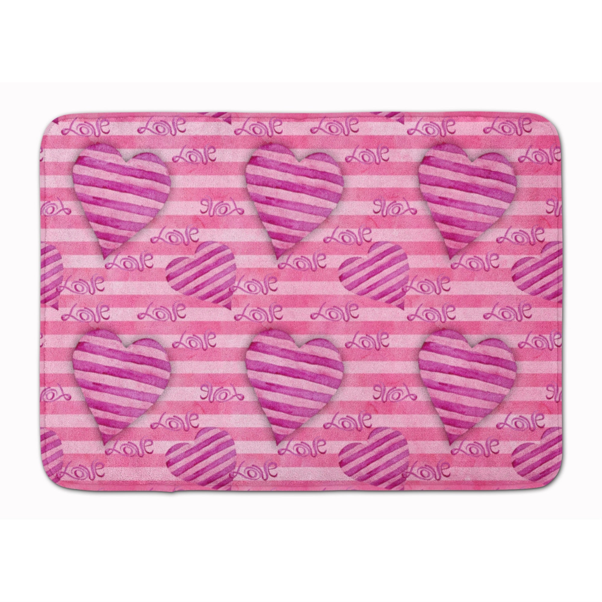 'Caroline'S Treasures Watercolor Hot Pink Striped Hearts Floor Mat, 19'''' H X 27'''' W, Multicolor''
