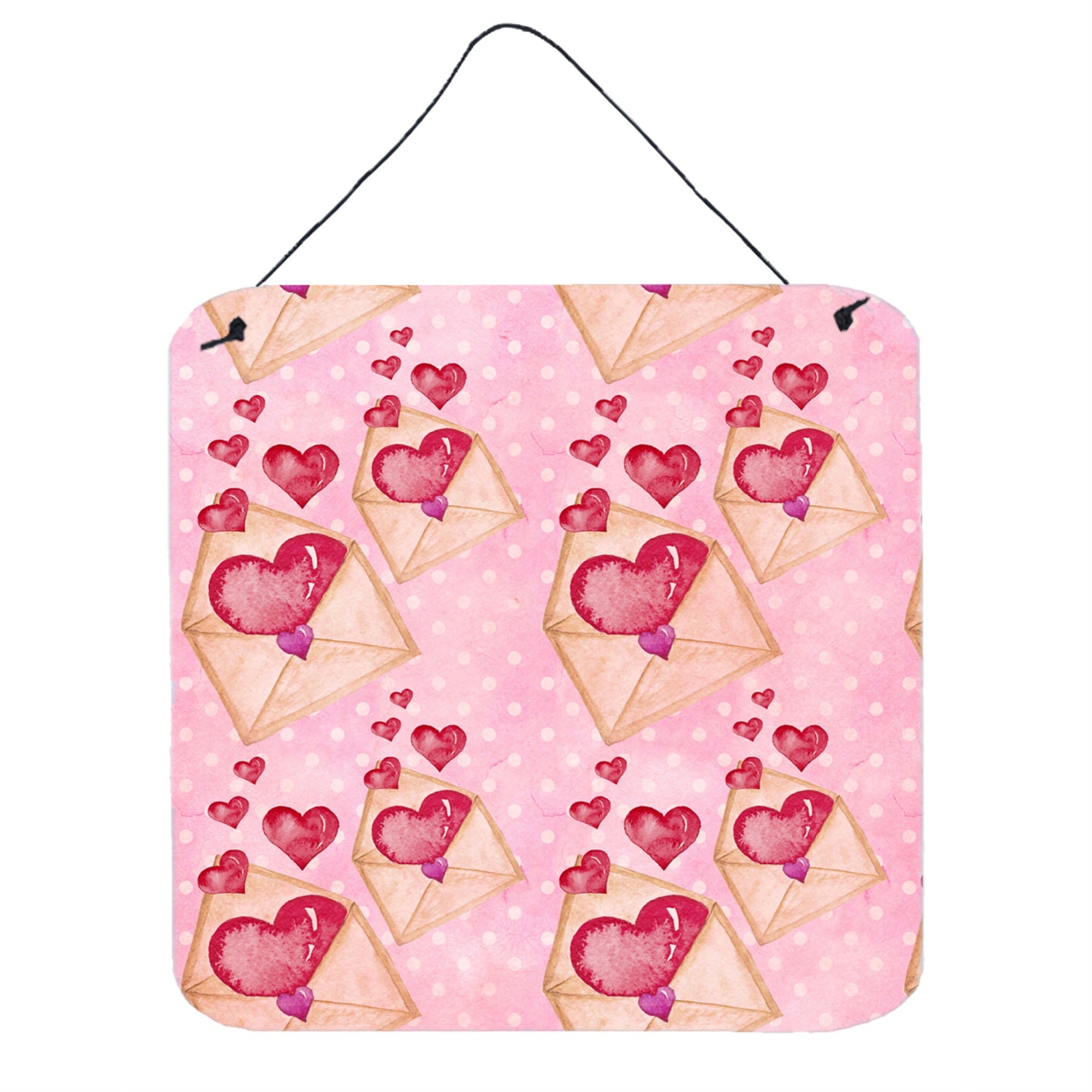 'Caroline'S Treasures Watercolor Pink Love Letter Metal Print, 6'''' H X 6'''' W, Multicolor''