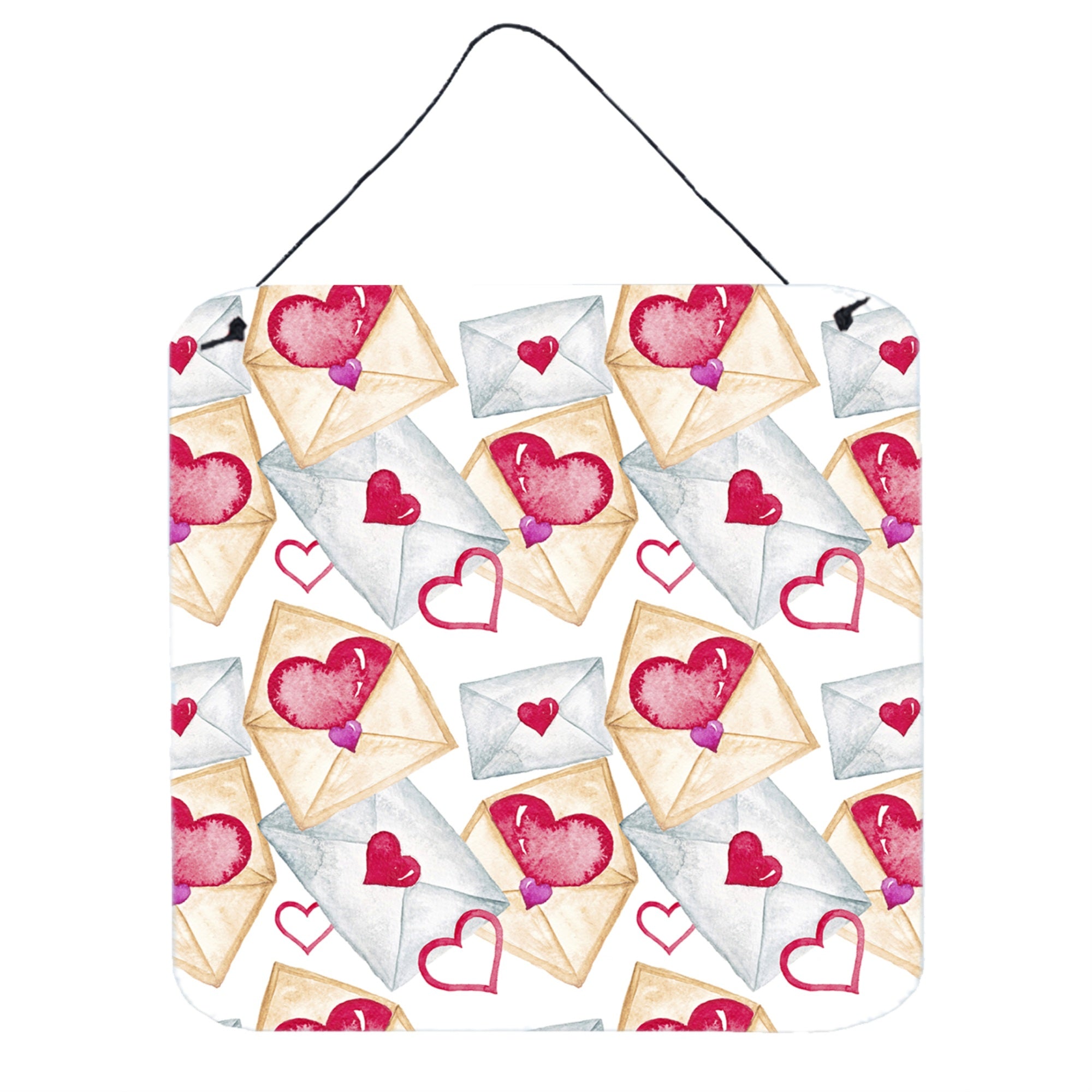 'Caroline'S Treasures Watercolor Love Letters Metal Print, 6'''' H X 6'''' W, Multicolor''